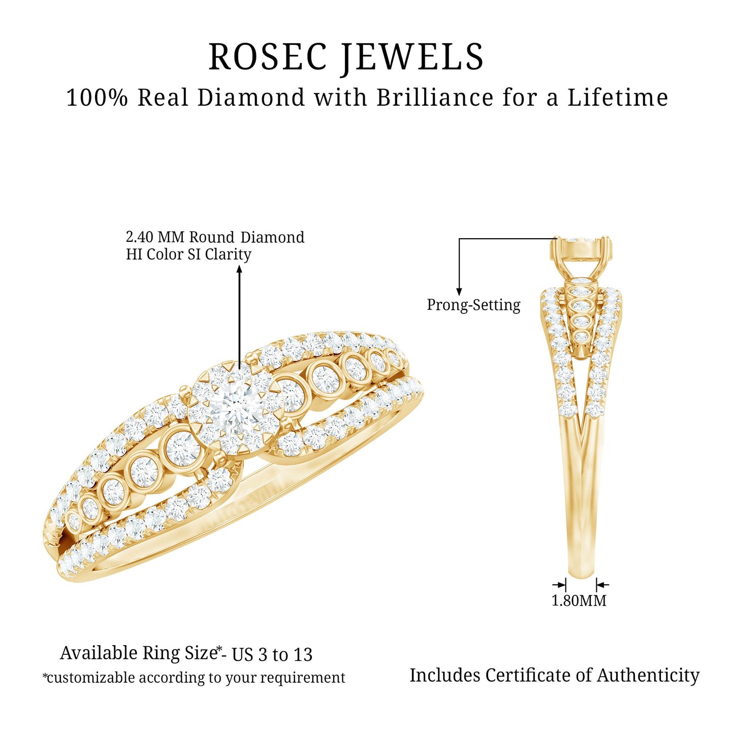 Diamond Designer Engagement Ring with Side Stones
