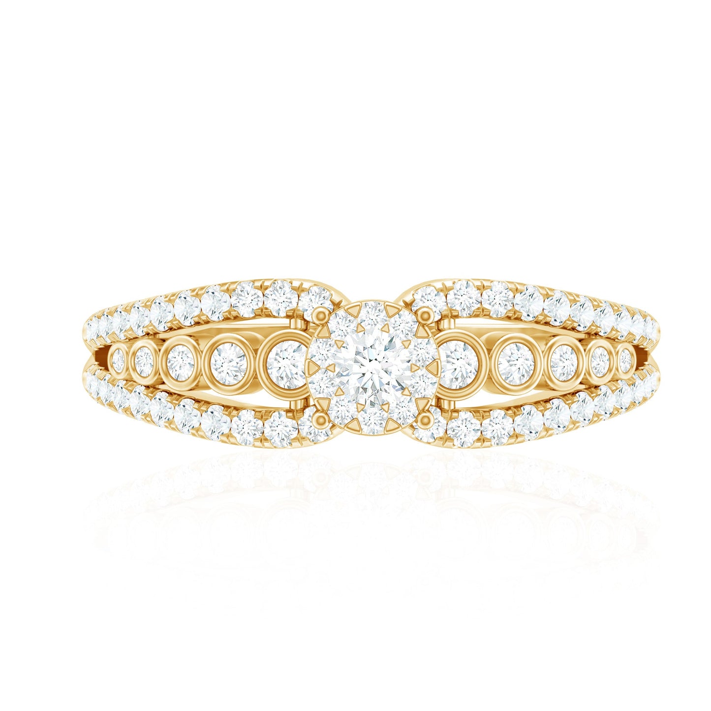Diamond Designer Engagement Ring with Side Stones
