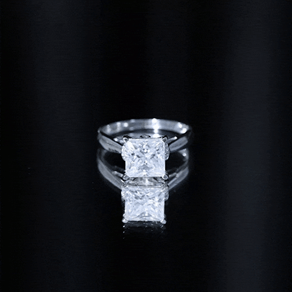 Princess Cut Certified Moissanite Solitaire Engagement Ring