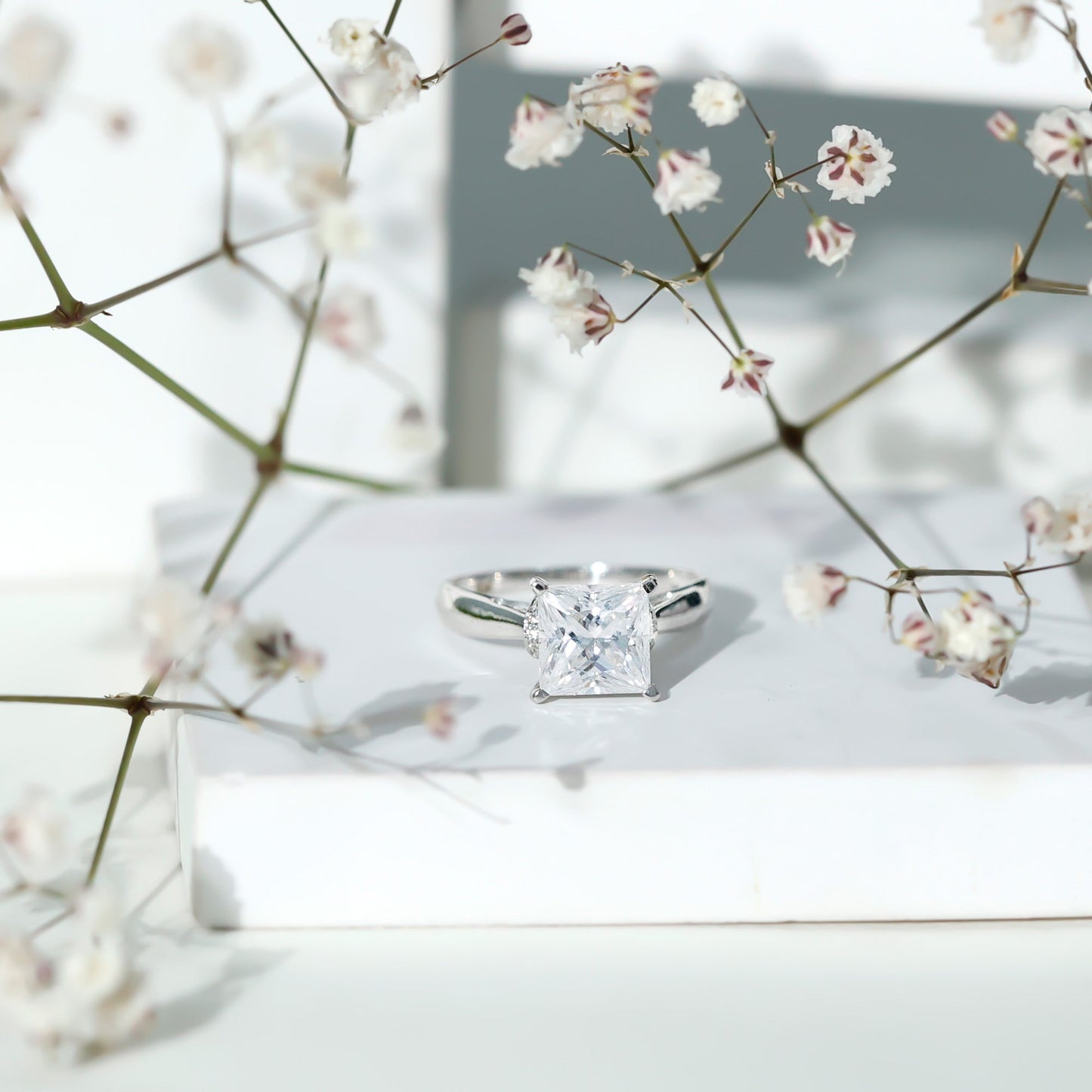 Princess Cut Certified Moissanite Solitaire Engagement Ring