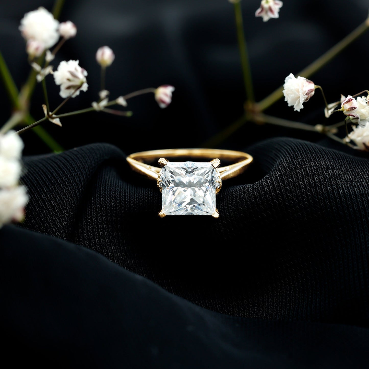Princess Cut Certified Moissanite Solitaire Engagement Ring