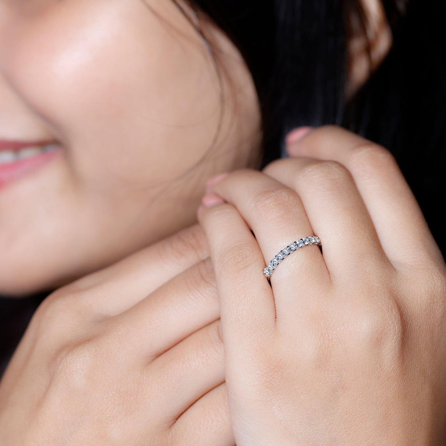 Round Cut Diamond Stackable Eternity Band
