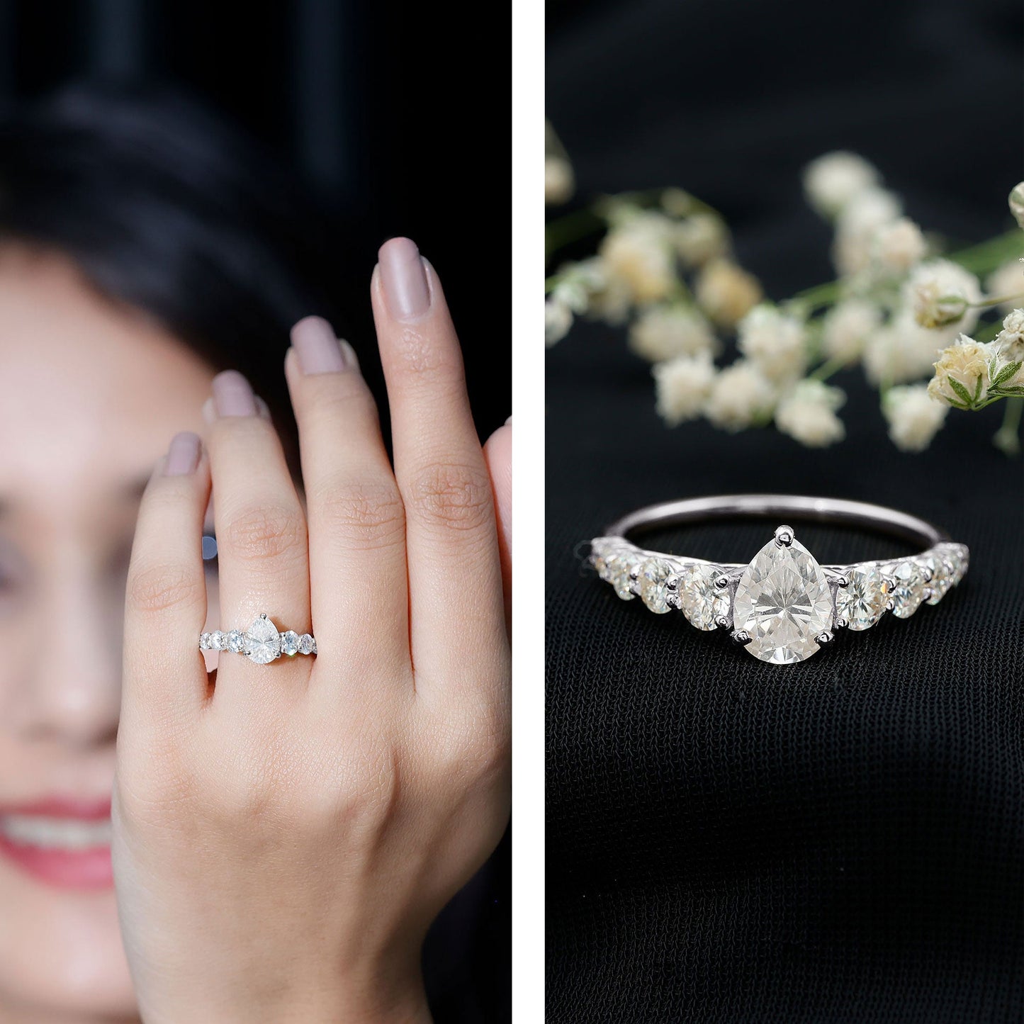Perfect Pear Engagement Ring with Moissanite