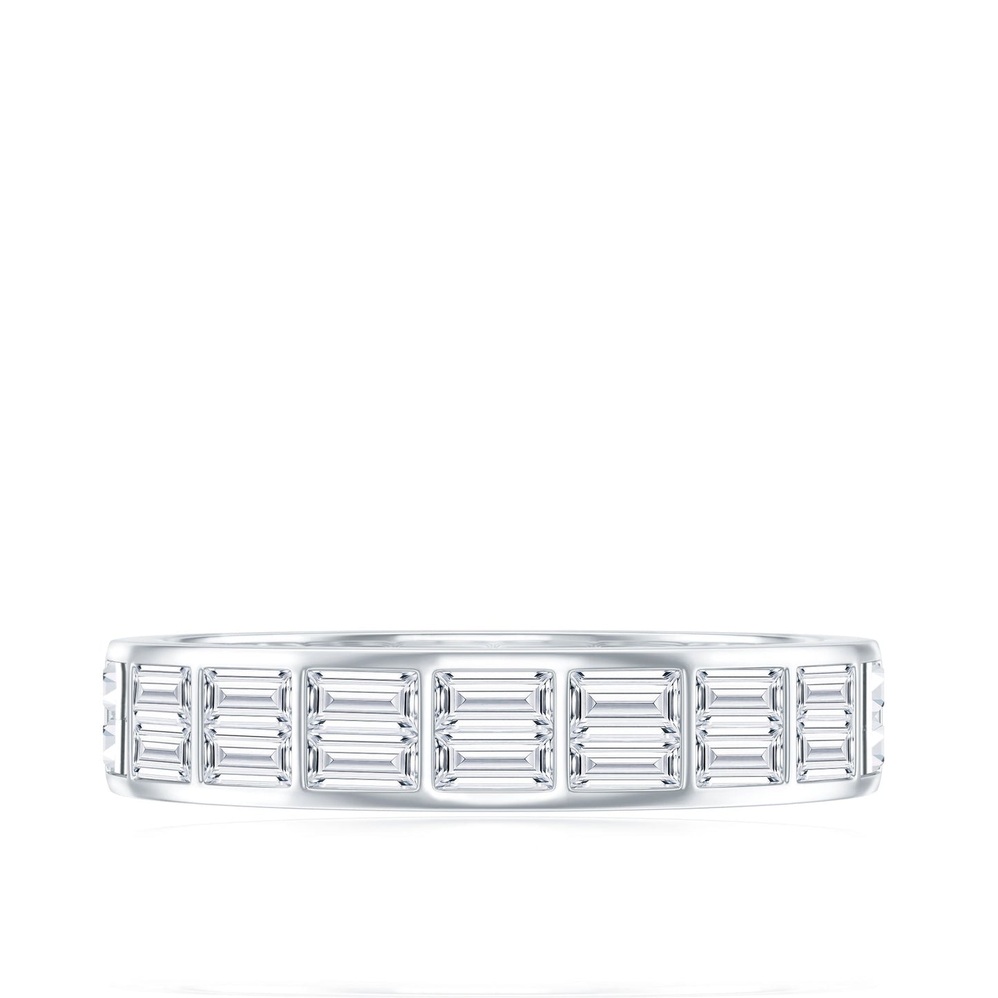 Baguette Cut Certified Moissanite Two Row Eternity Band