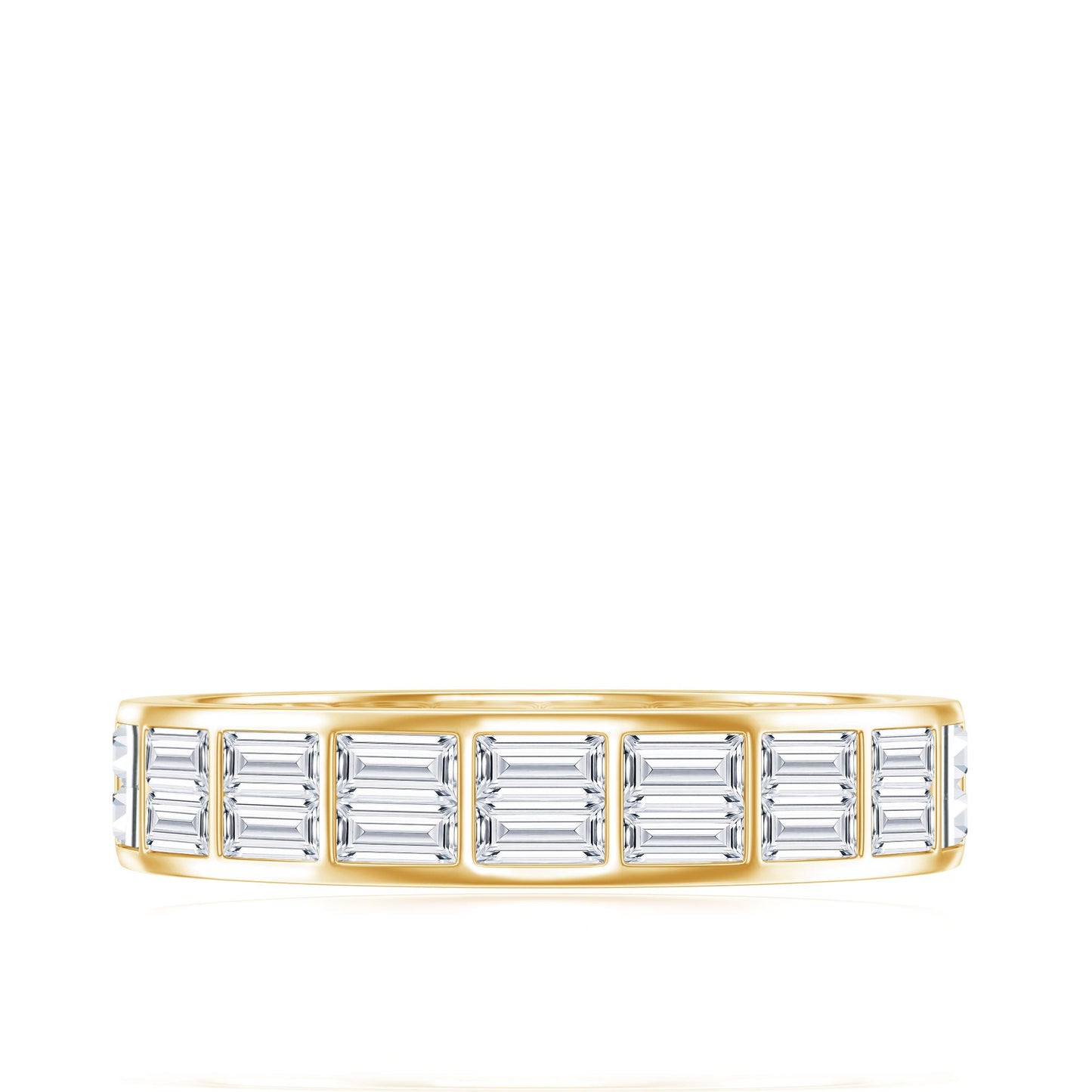Baguette Cut Certified Moissanite Two Row Eternity Band
