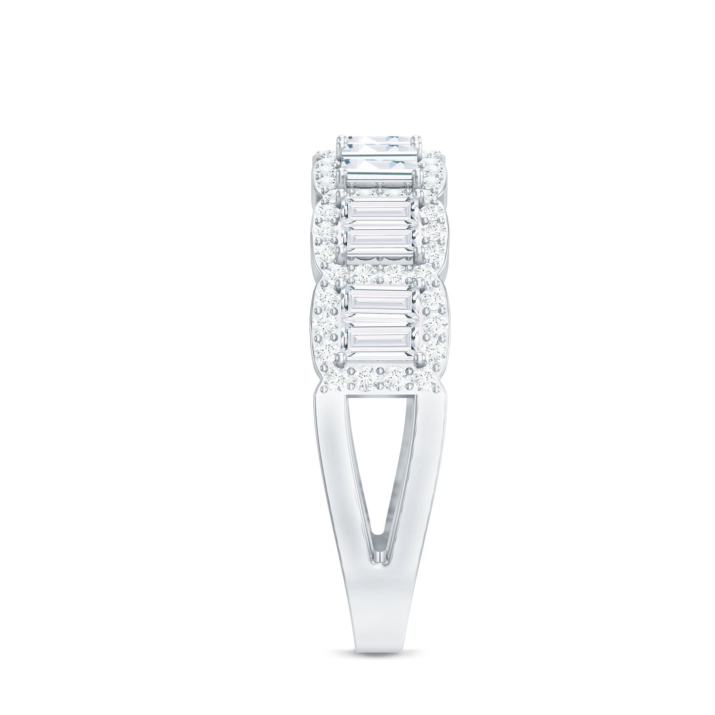 Designer Baguette Moissanite Half Eternity Band Ring
