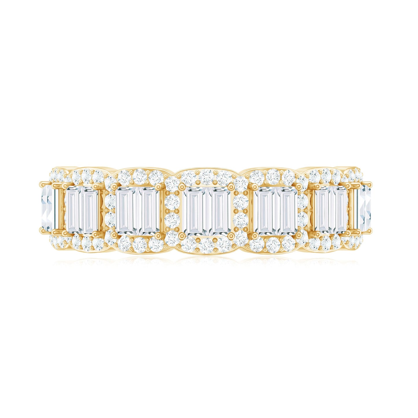 Designer Baguette Moissanite Half Eternity Band Ring