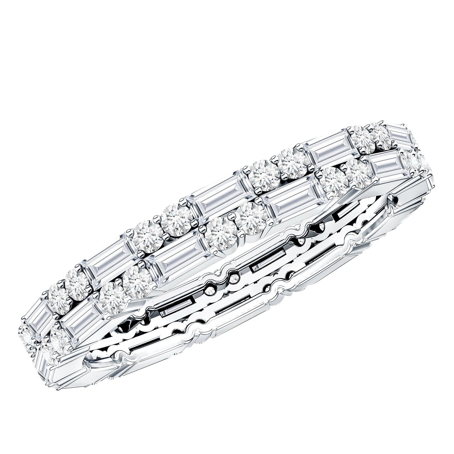 Double Row Moissanite Stackable Eternity Band Ring