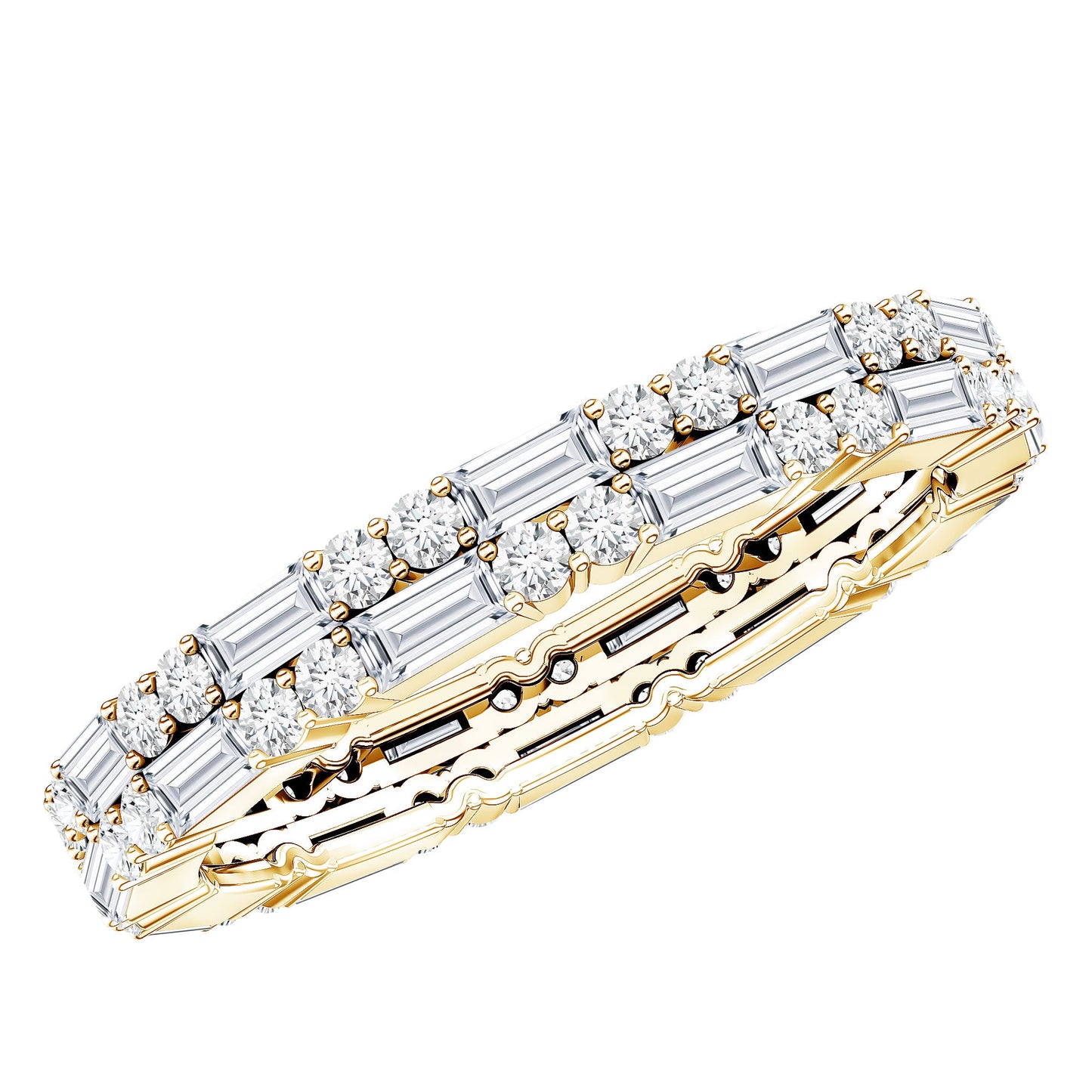Double Row Moissanite Stackable Eternity Band Ring