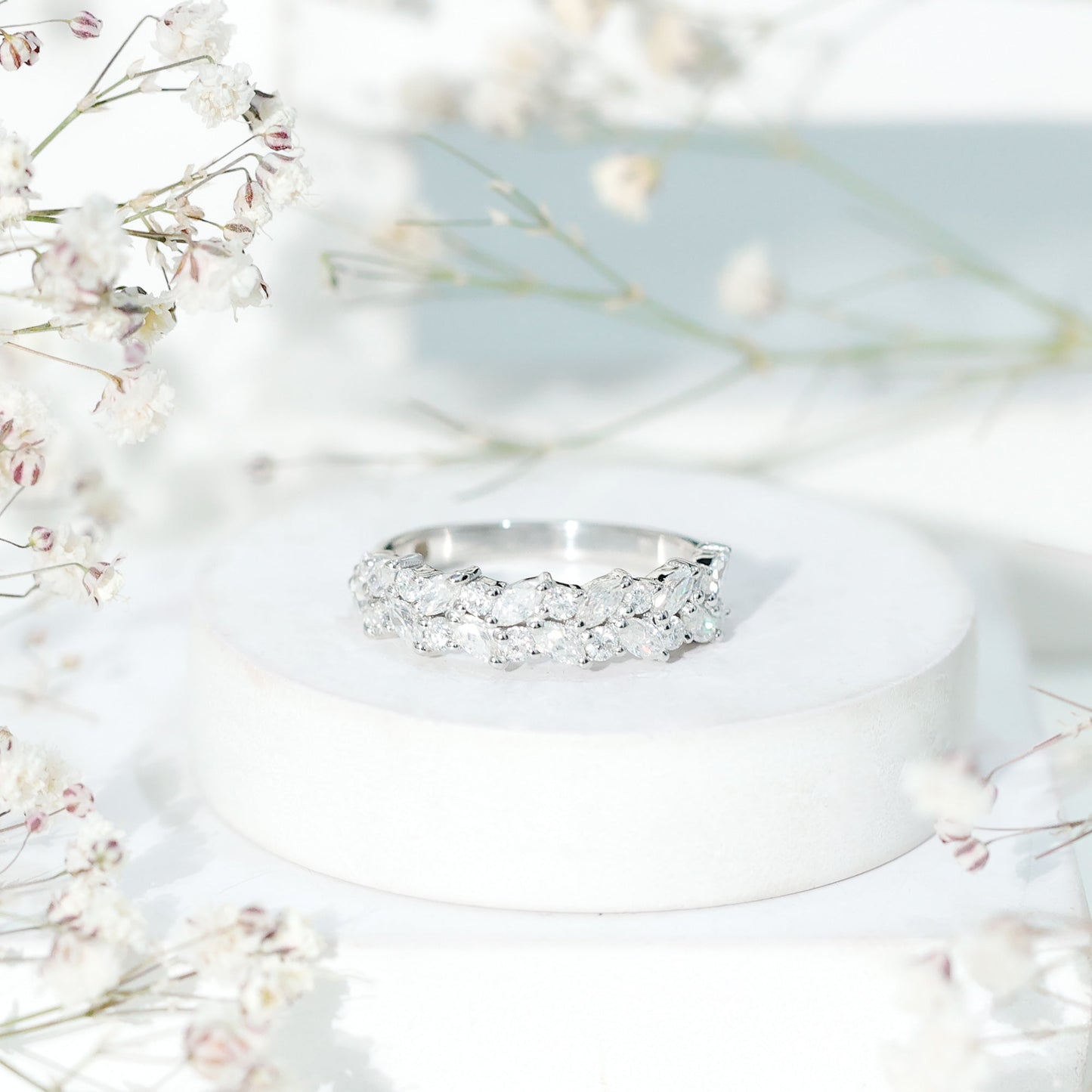 Certified Moissanite Cluster Eternity Band
