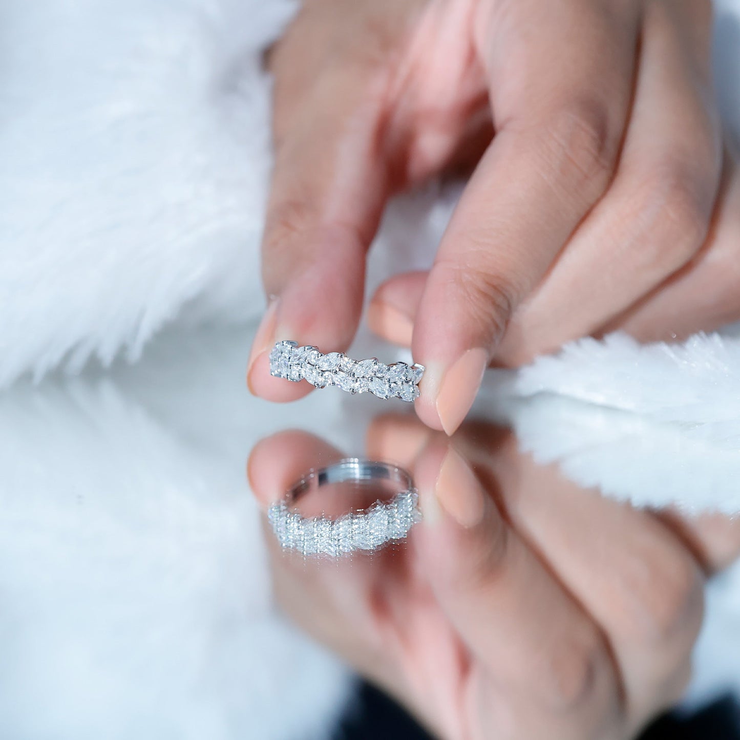 Certified Moissanite Cluster Eternity Band