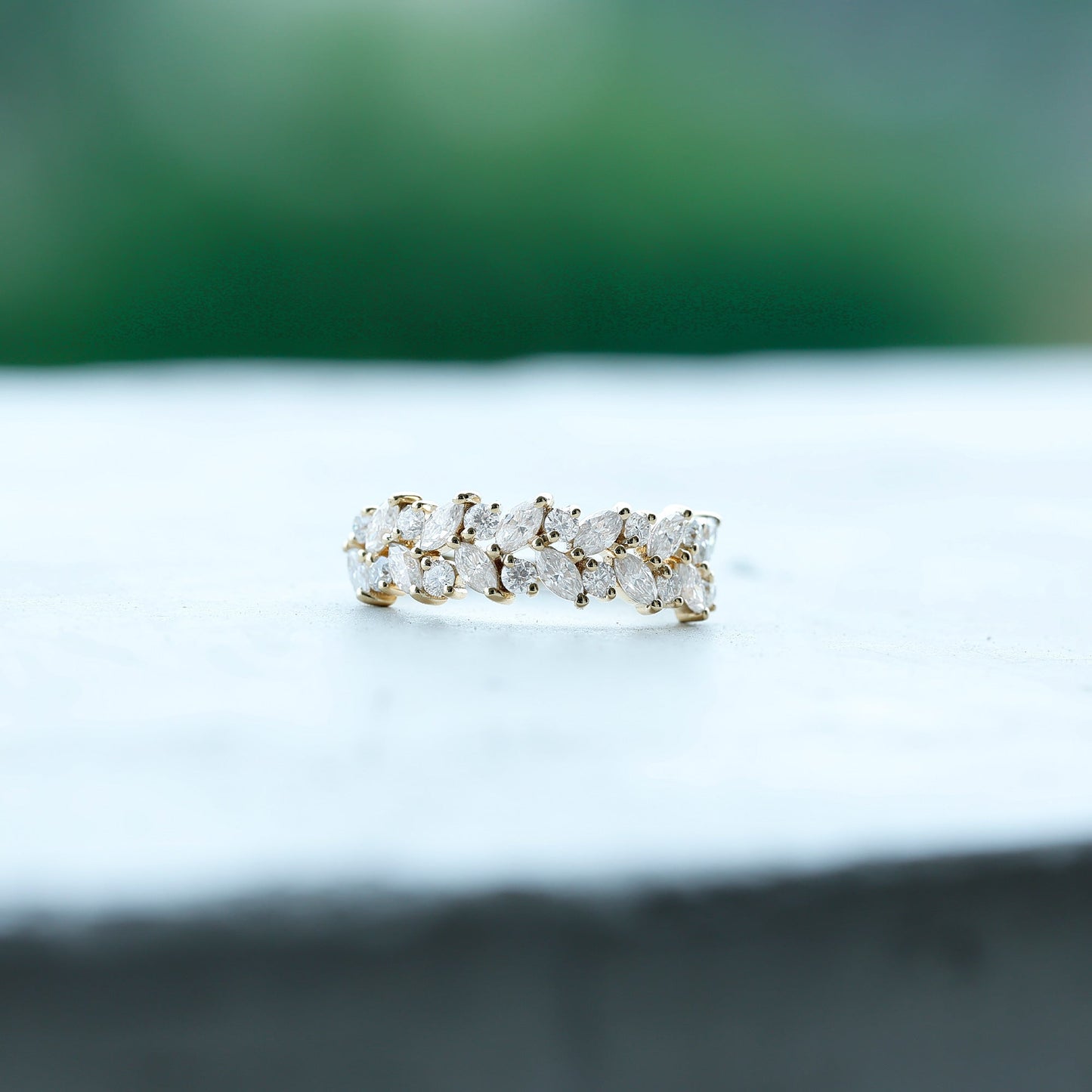 Certified Moissanite Cluster Eternity Band