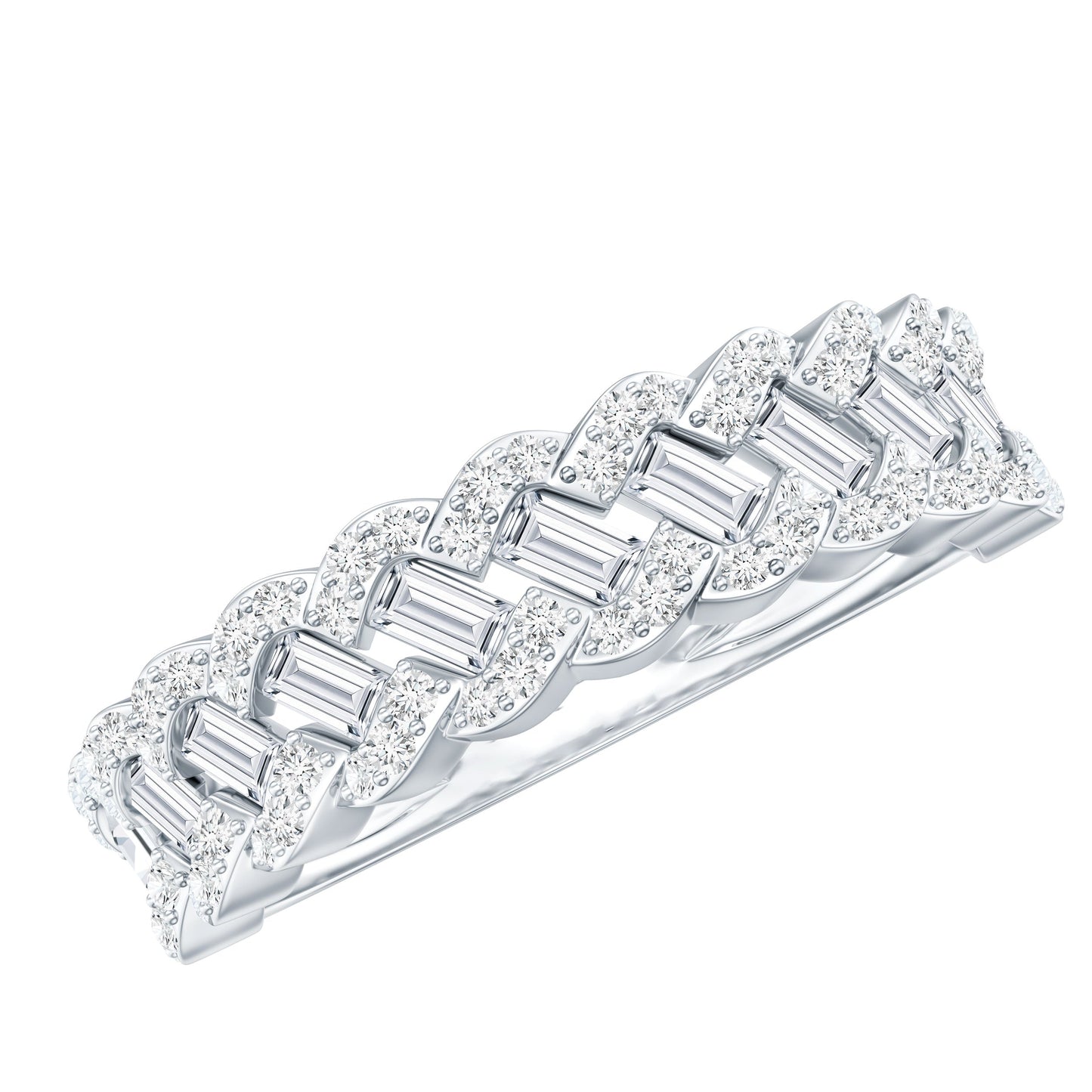 Certified Moissanite Braided Half Eternity Band Ring