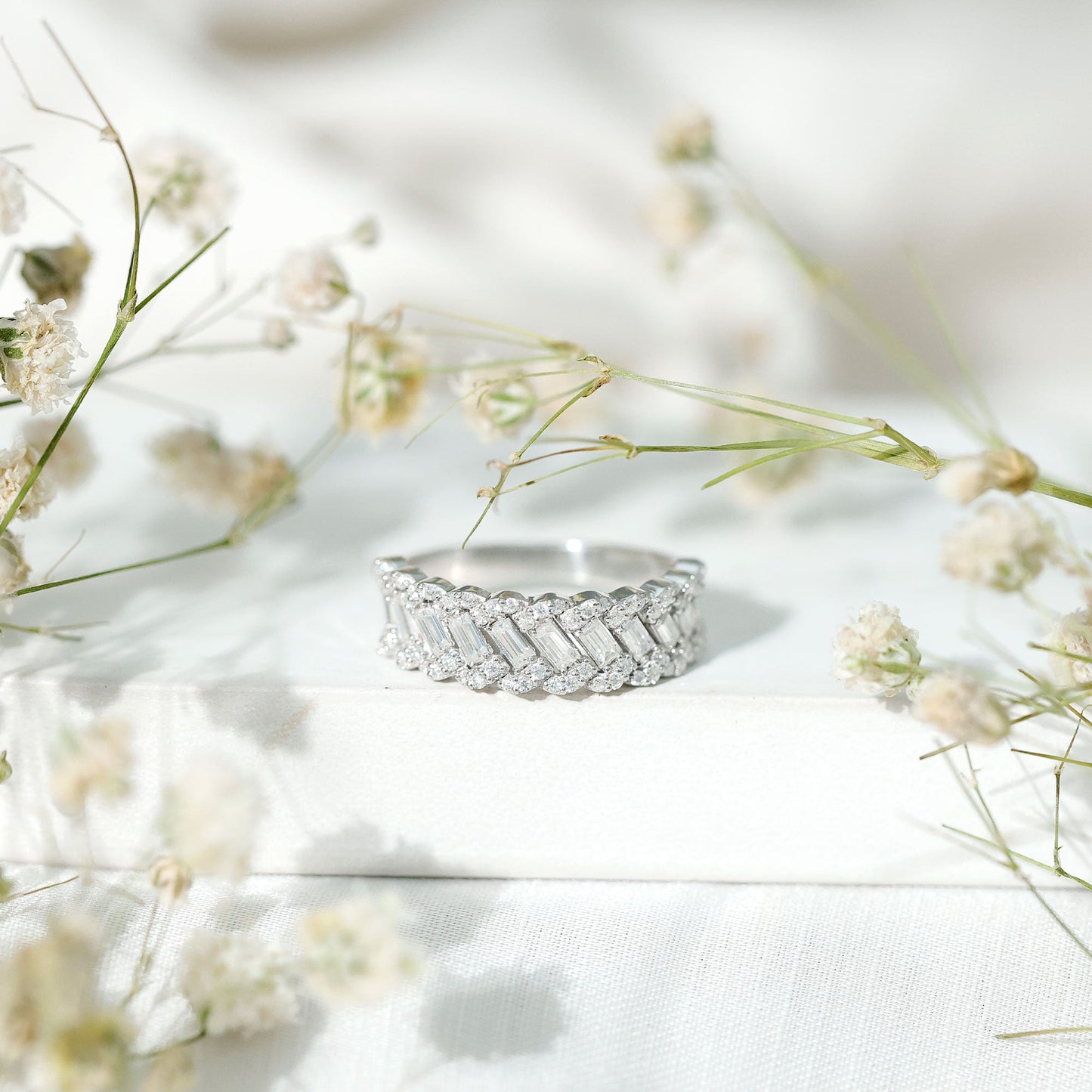 Certified Moissanite Braided Half Eternity Band Ring