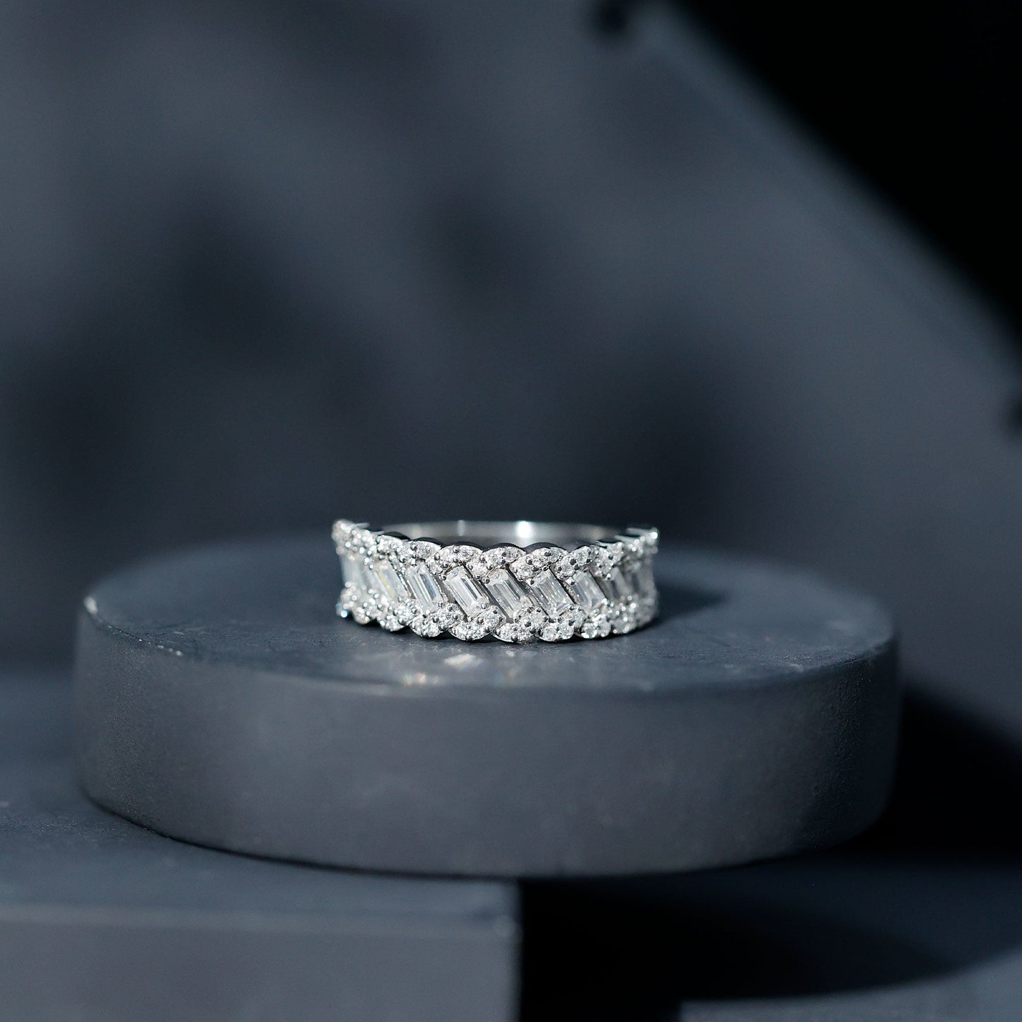 Certified Moissanite Braided Half Eternity Band Ring