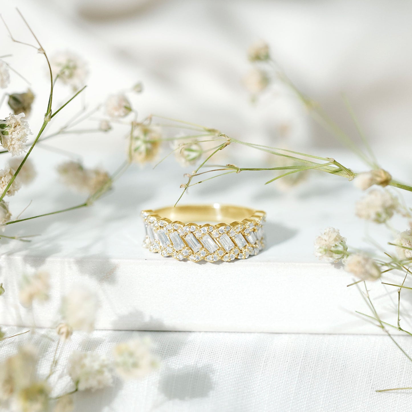 Certified Moissanite Braided Half Eternity Band Ring