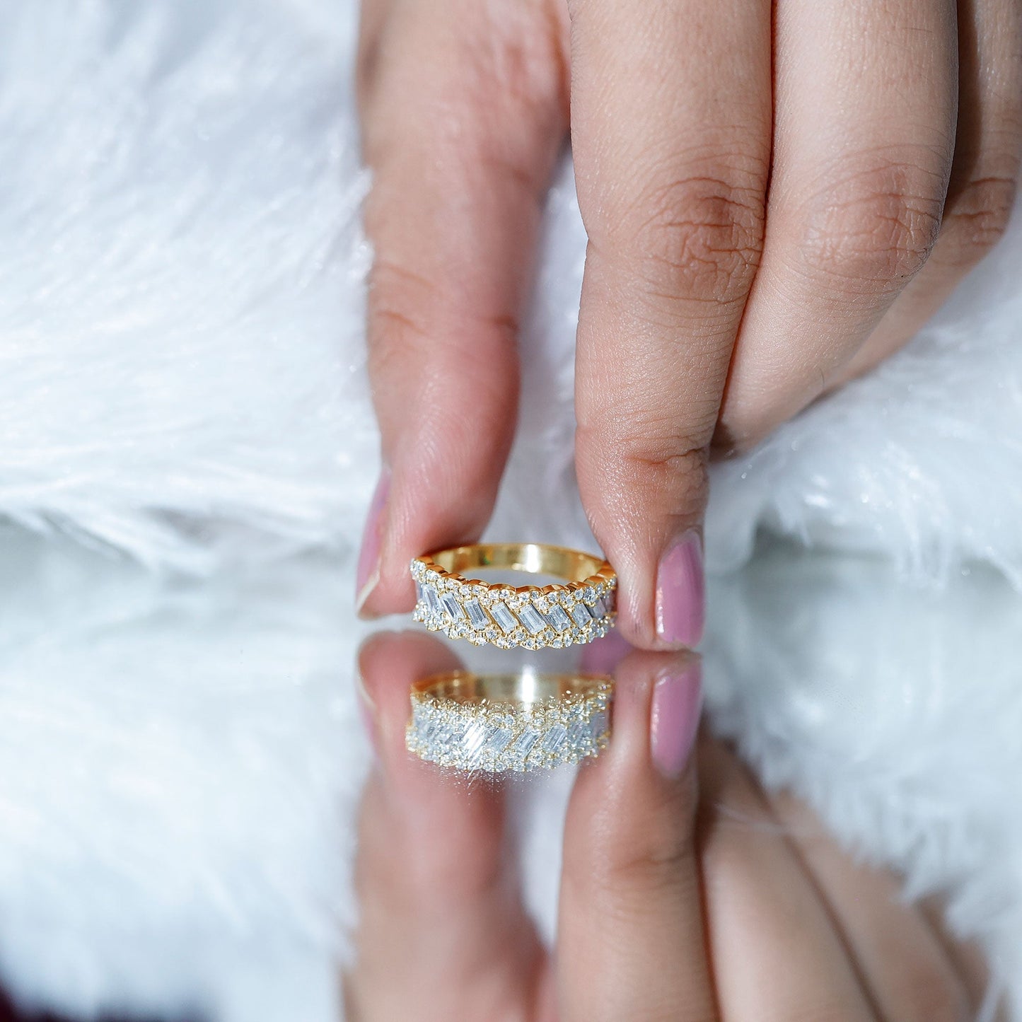 Certified Moissanite Braided Half Eternity Band Ring