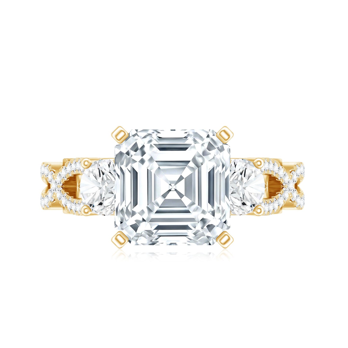 Asscher Cut Certified Moissanite Vintage Looking Engagement Ring