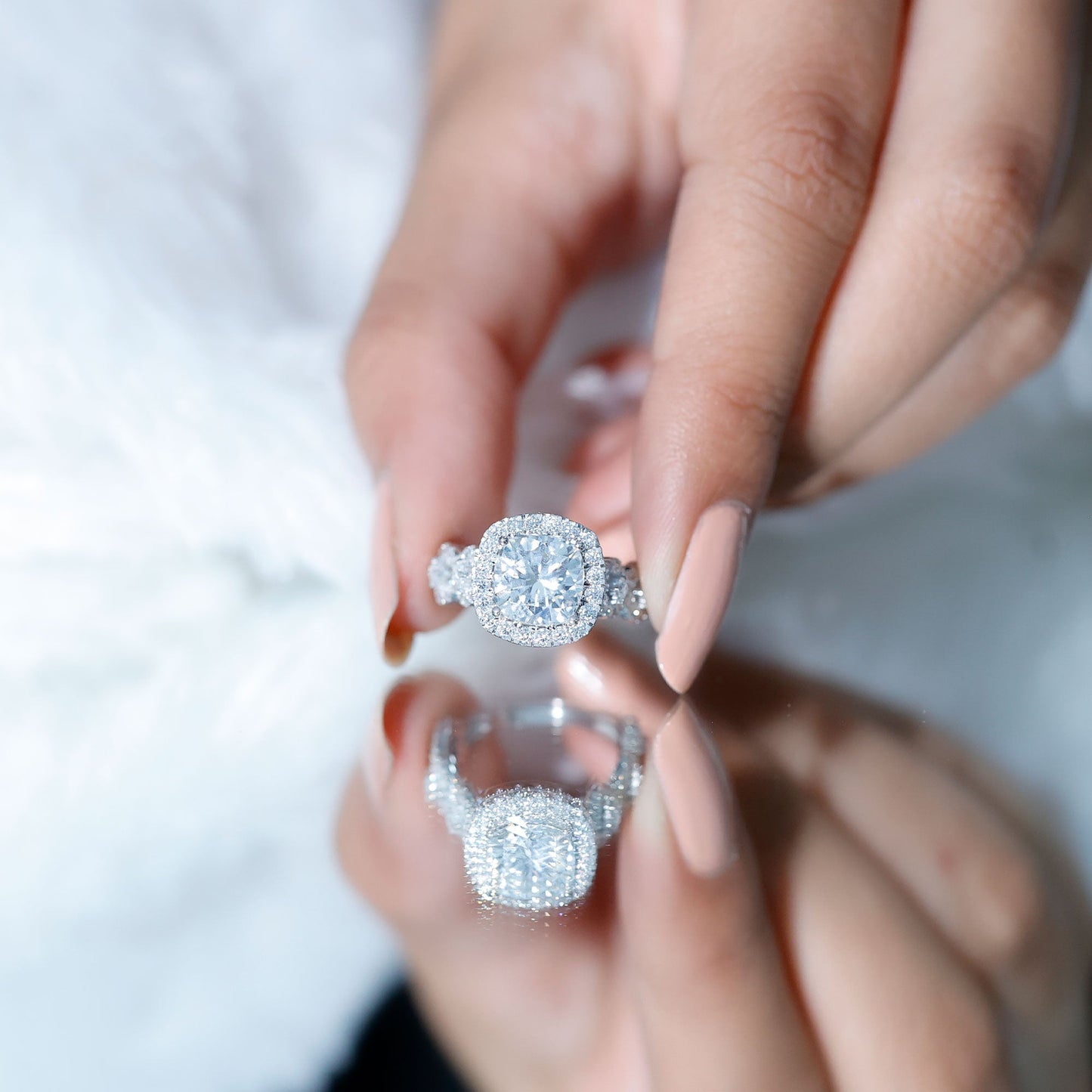 3 Carat Cushion Cut Moissanite Vintage Inspired Engagement Ring