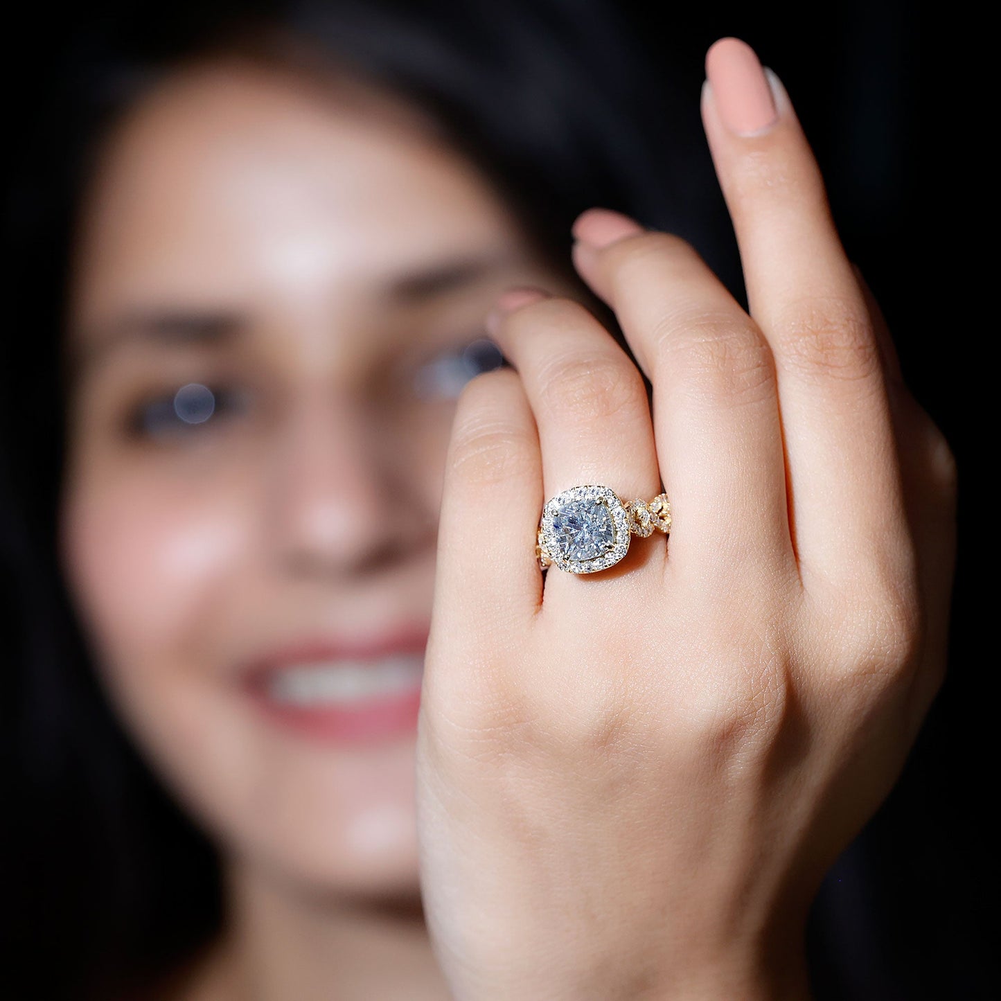 3 Carat Cushion Cut Moissanite Vintage Inspired Engagement Ring