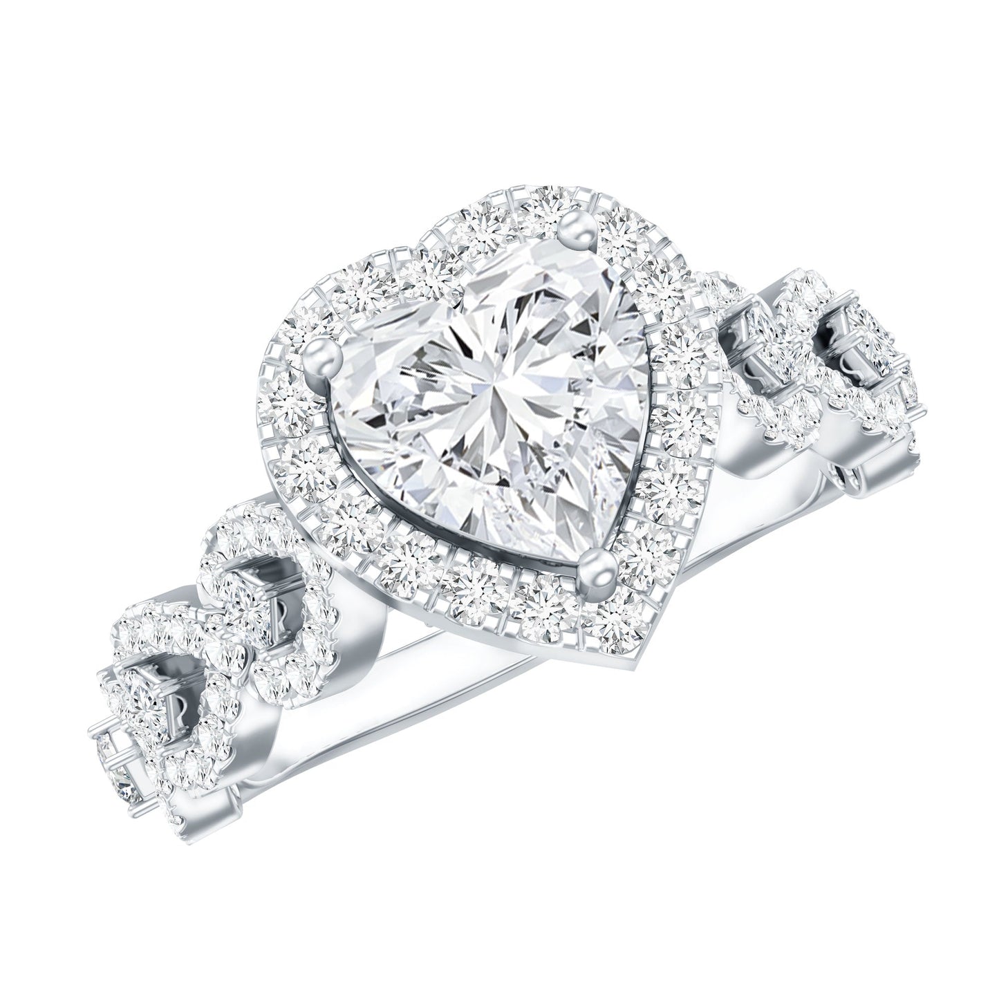 1.5 CT Heart Shape Moissanite Engagement Ring with Accent