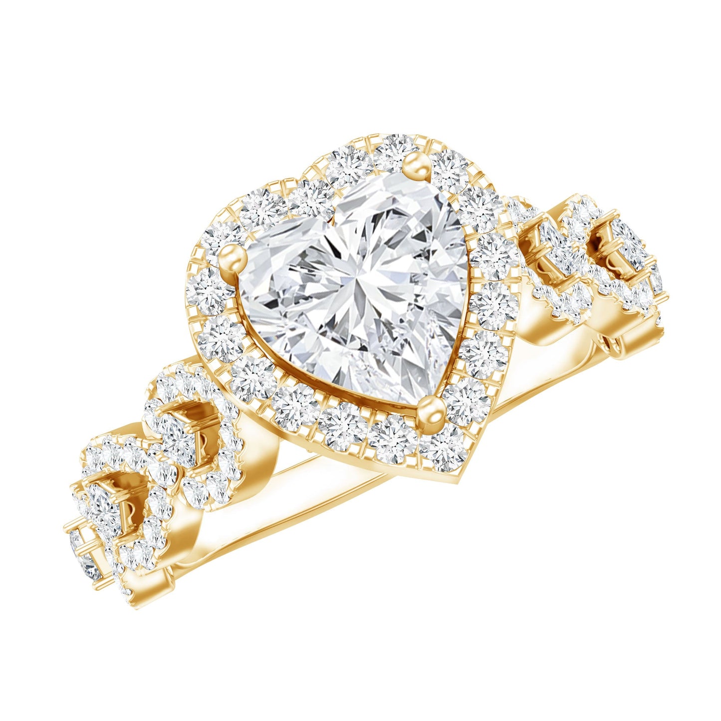 1.5 CT Heart Shape Moissanite Engagement Ring with Accent