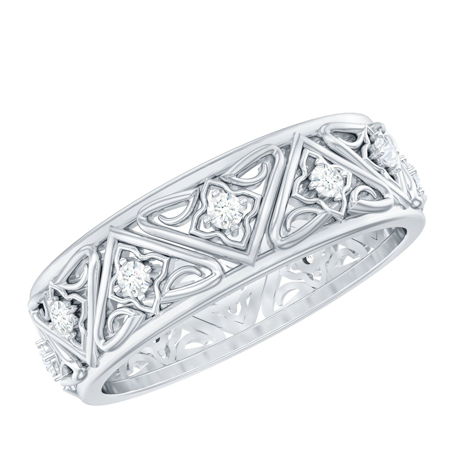 Vintage Style Diamond Wedding Band Ring
