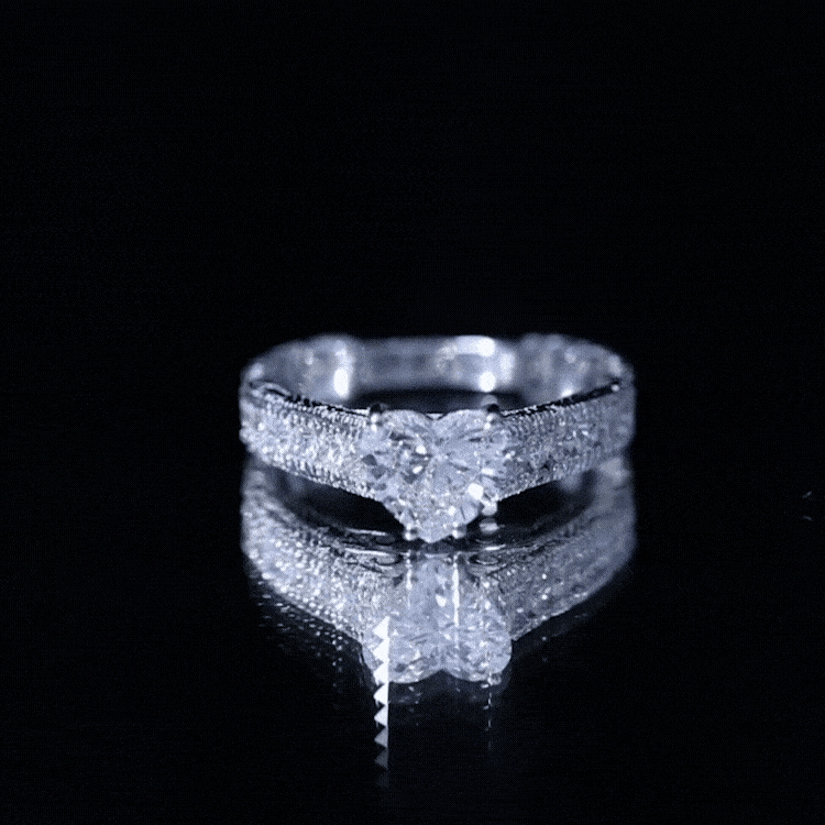 1.5 Carat Moissanite Heart Engagement Ring with Beaded Details