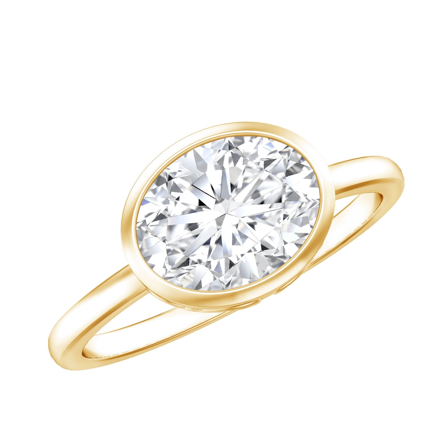 Certified 2 Carat Oval Moissanite East West Engagement Ring