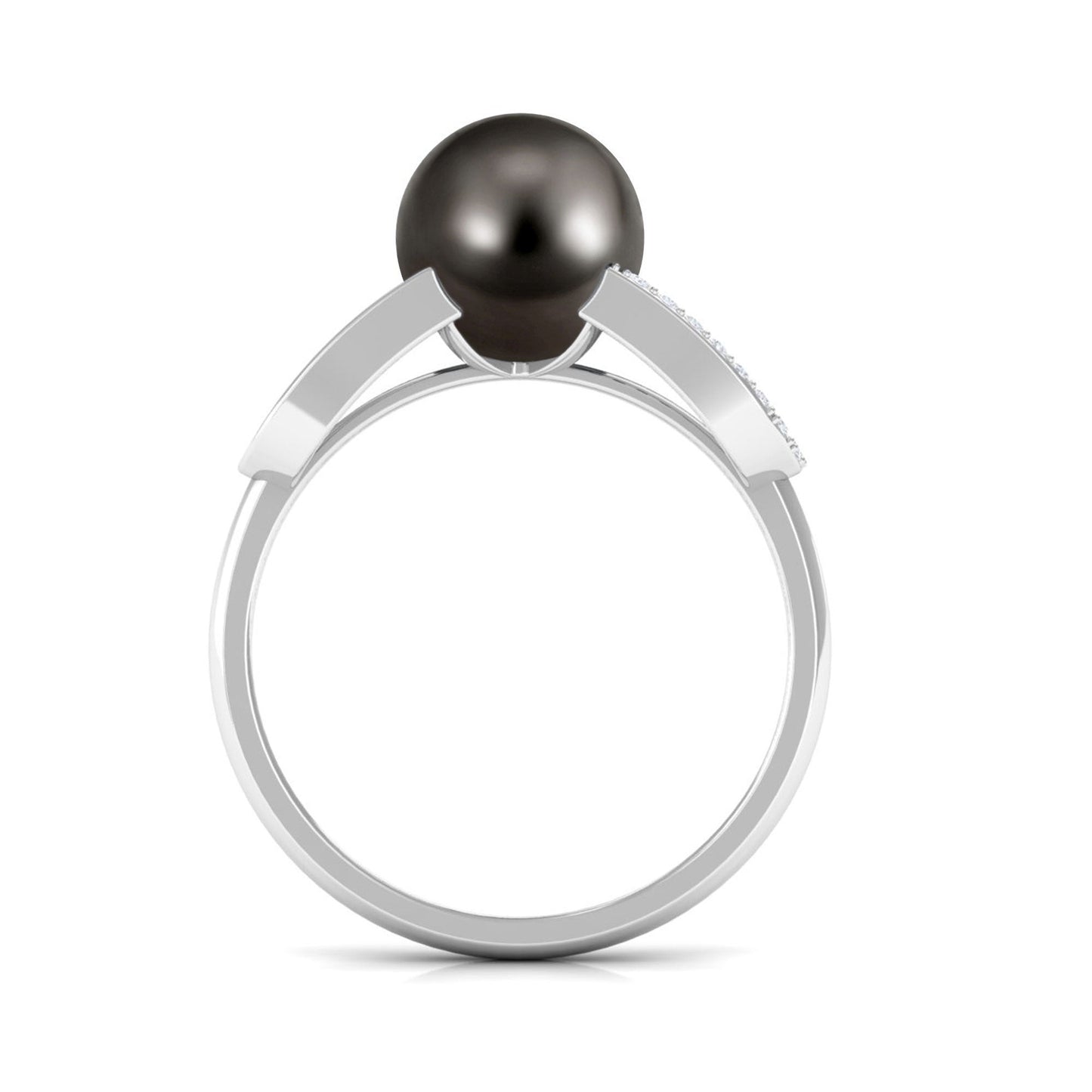 Split Shank Tahitian Pearl Solitaire Engagement Ring with Diamond