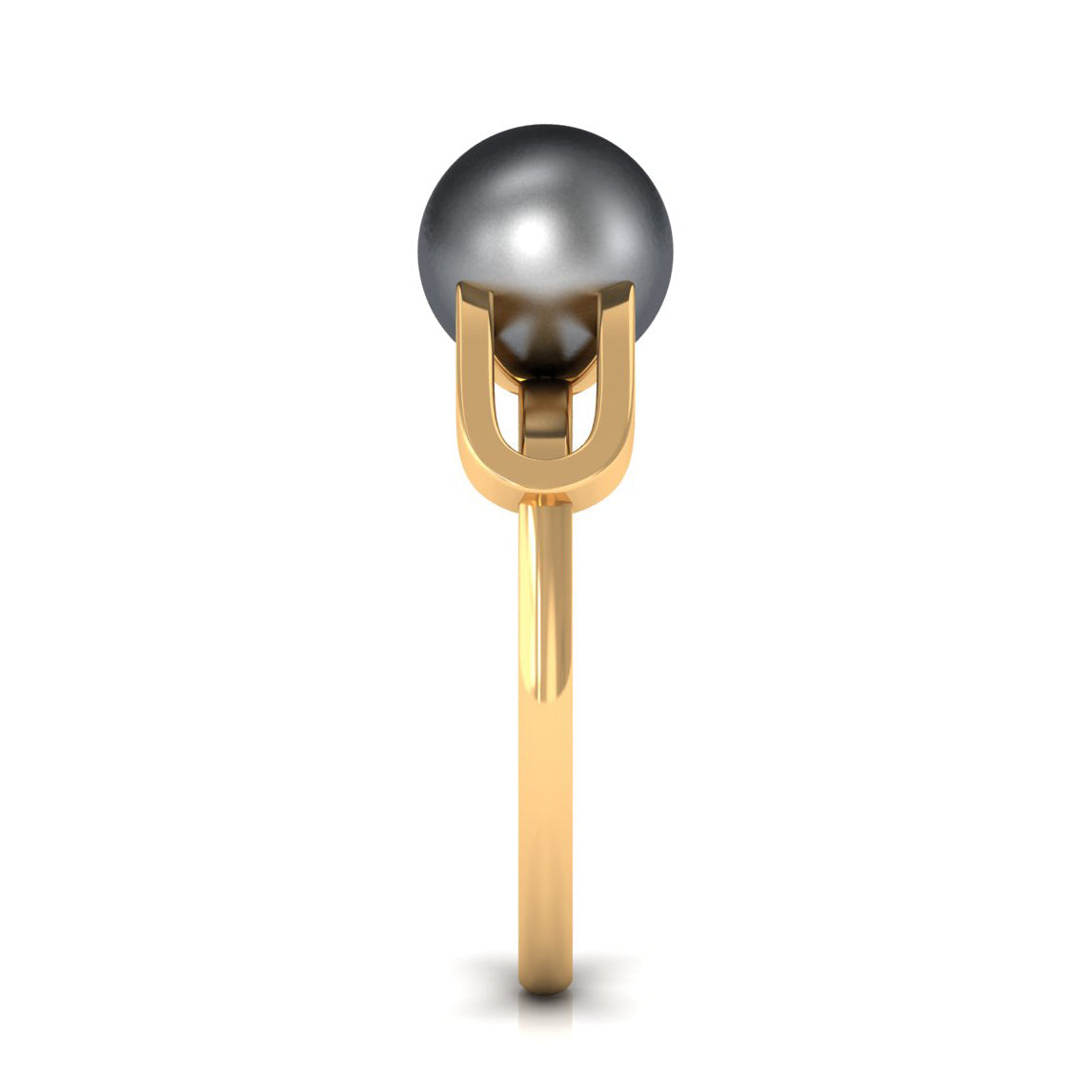 Split Shank Tahitian Pearl Solitaire Engagement Ring with Diamond