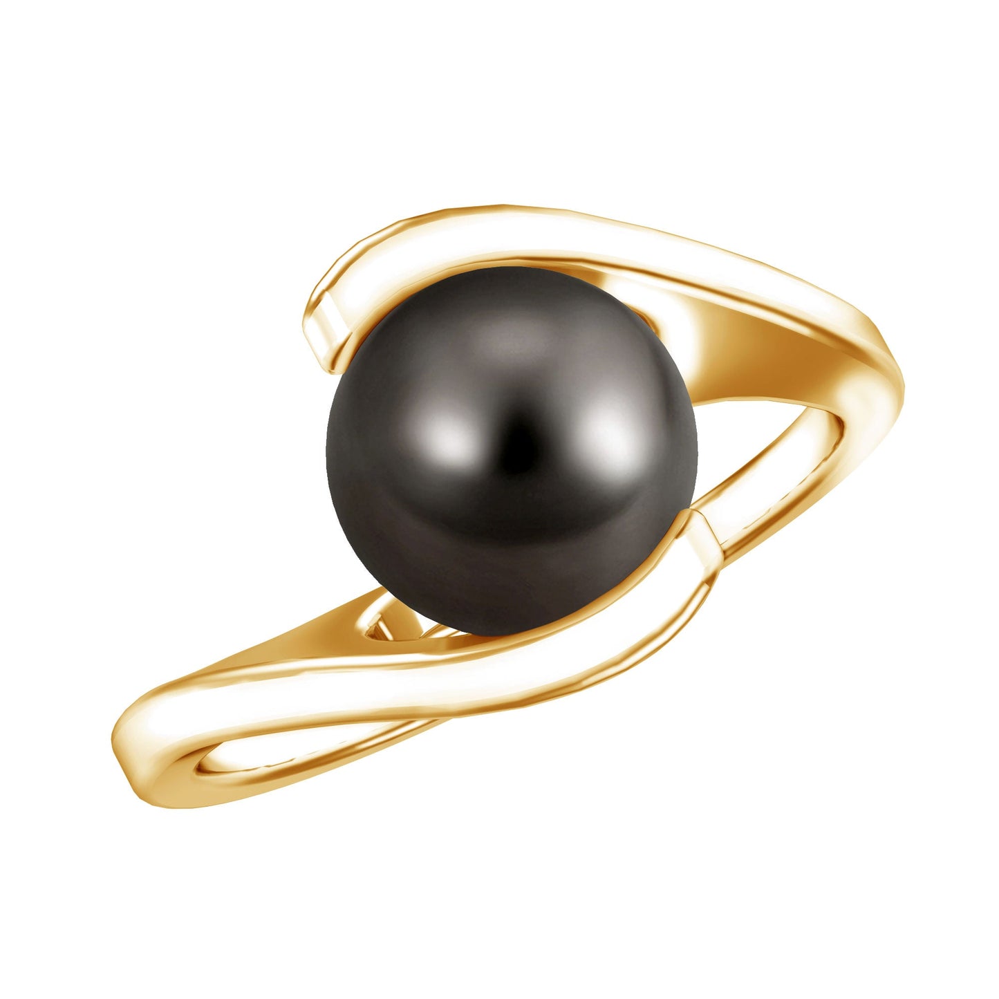Tahitian Black Pearl Solitaire Bypass Engagement Ring