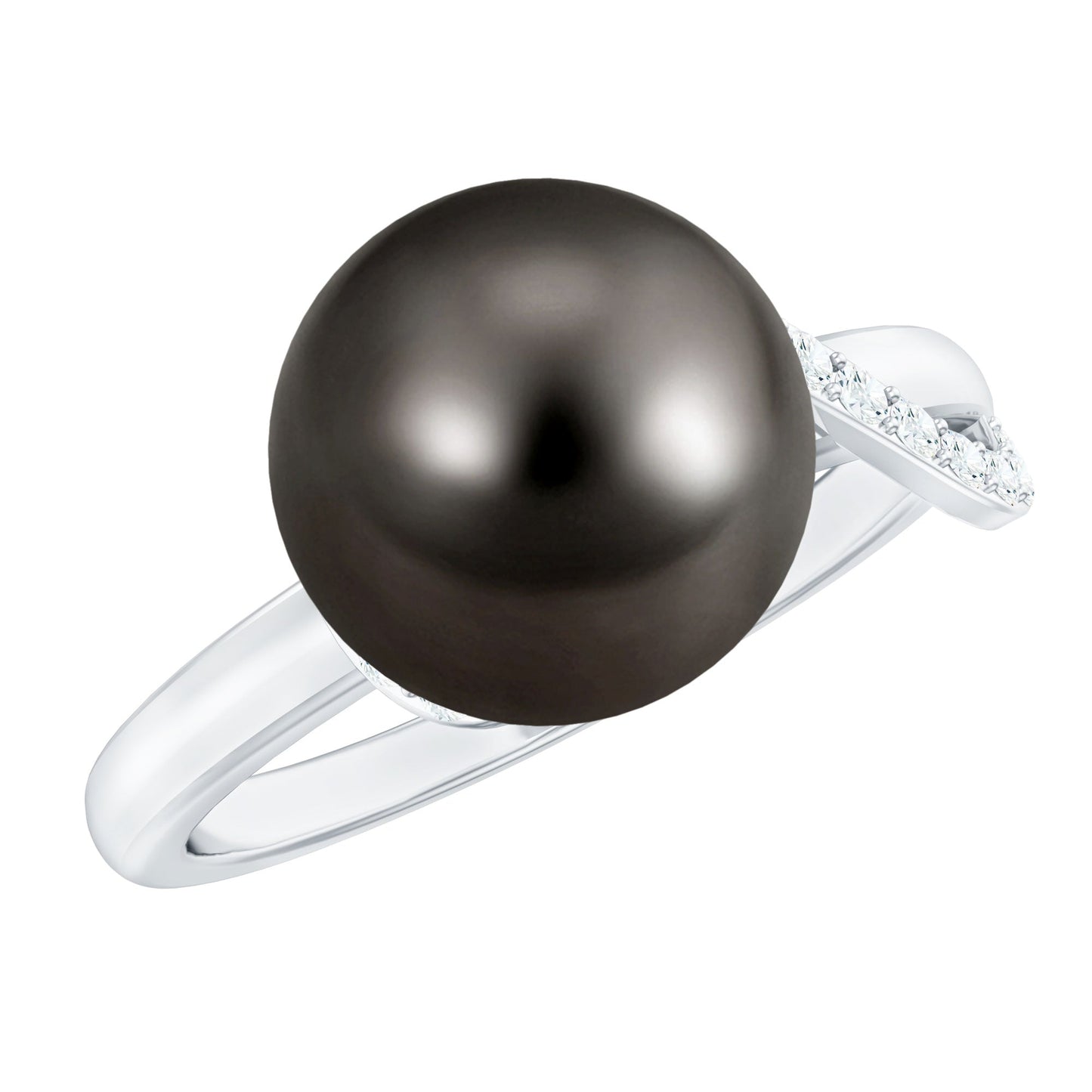 8 Carat Tahitian Pearl Solitaire Engagement Ring with Diamond