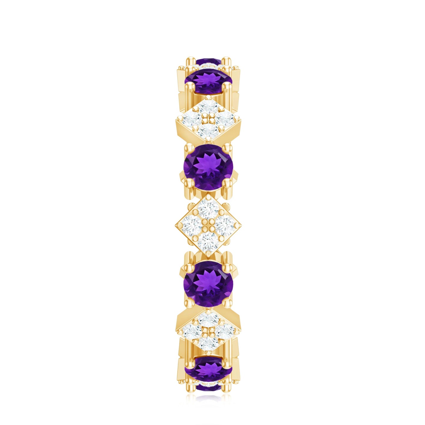 Natural Amethyst Diamond Eternity Ring for Women