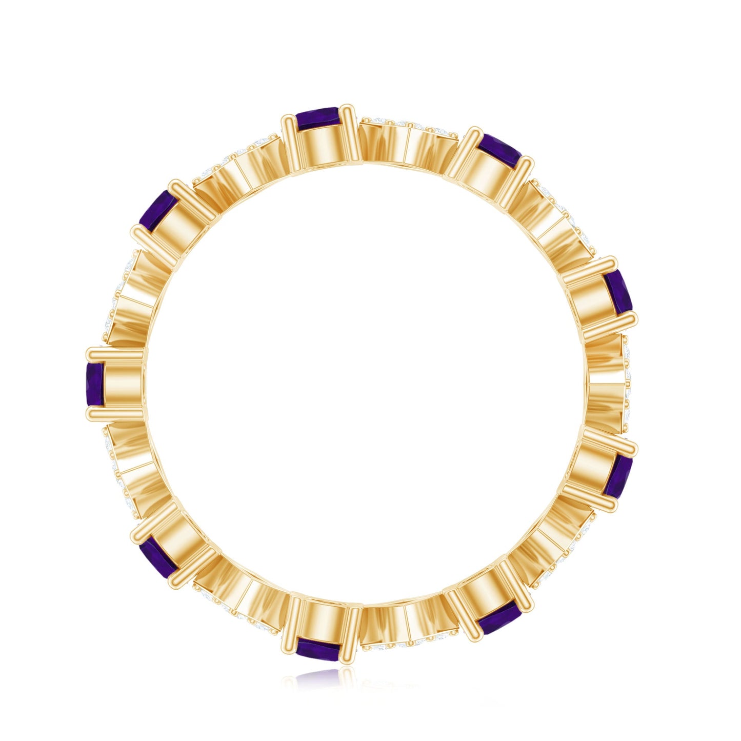 Natural Amethyst Diamond Eternity Ring for Women