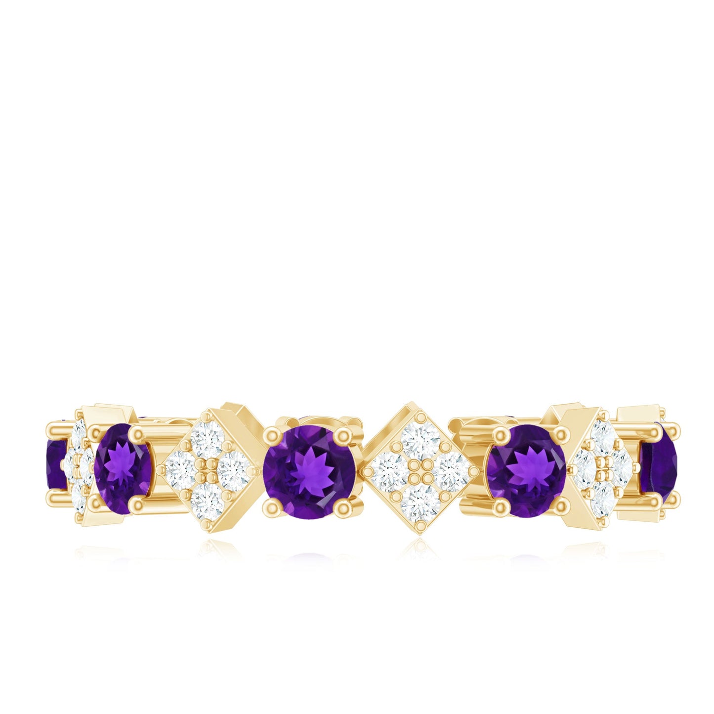 Natural Amethyst Diamond Eternity Ring for Women