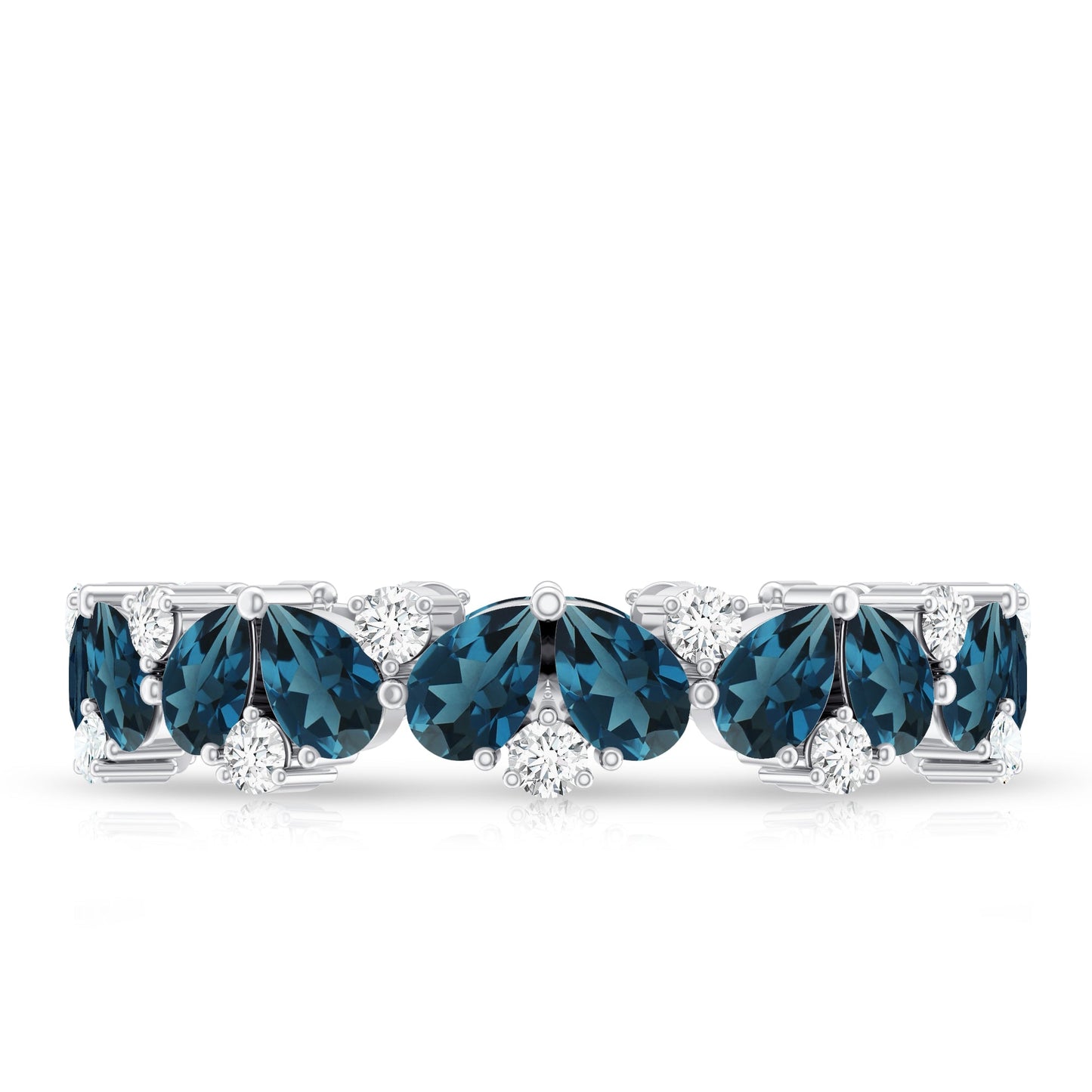 Pear Shaped London Blue Topaz and Diamond Full Eternity Band