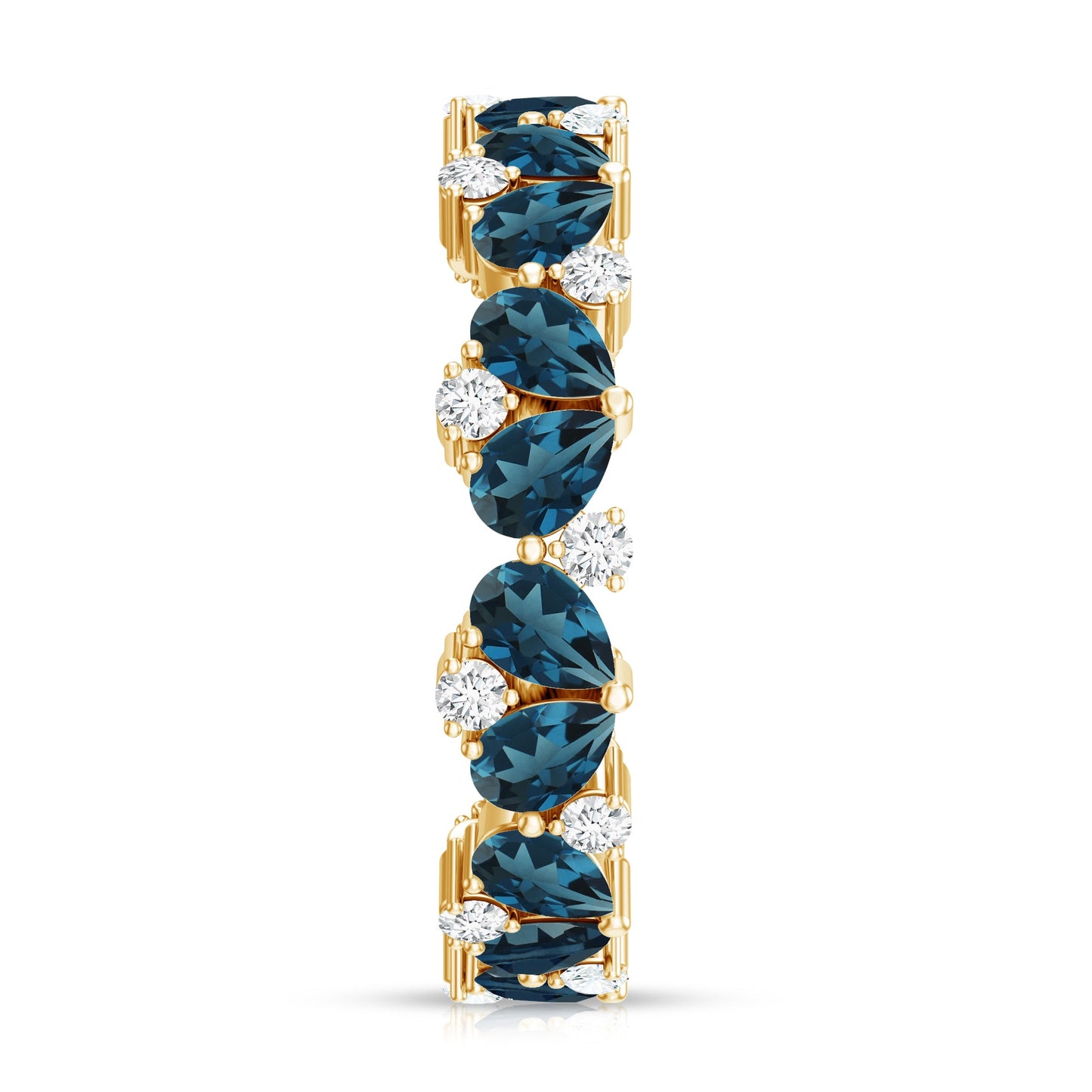 Pear Shaped London Blue Topaz and Diamond Full Eternity Band