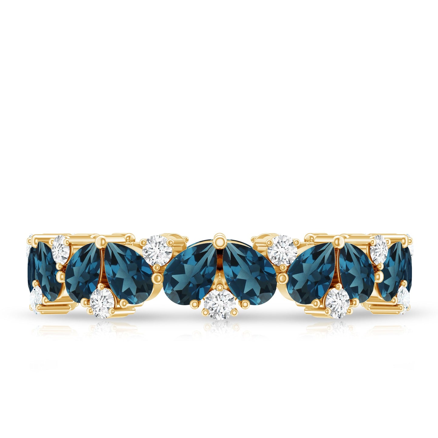 Pear Shaped London Blue Topaz and Diamond Full Eternity Band