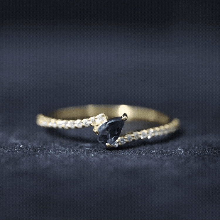 Genuine London Blue Topaz Promise Ring with Diamond
