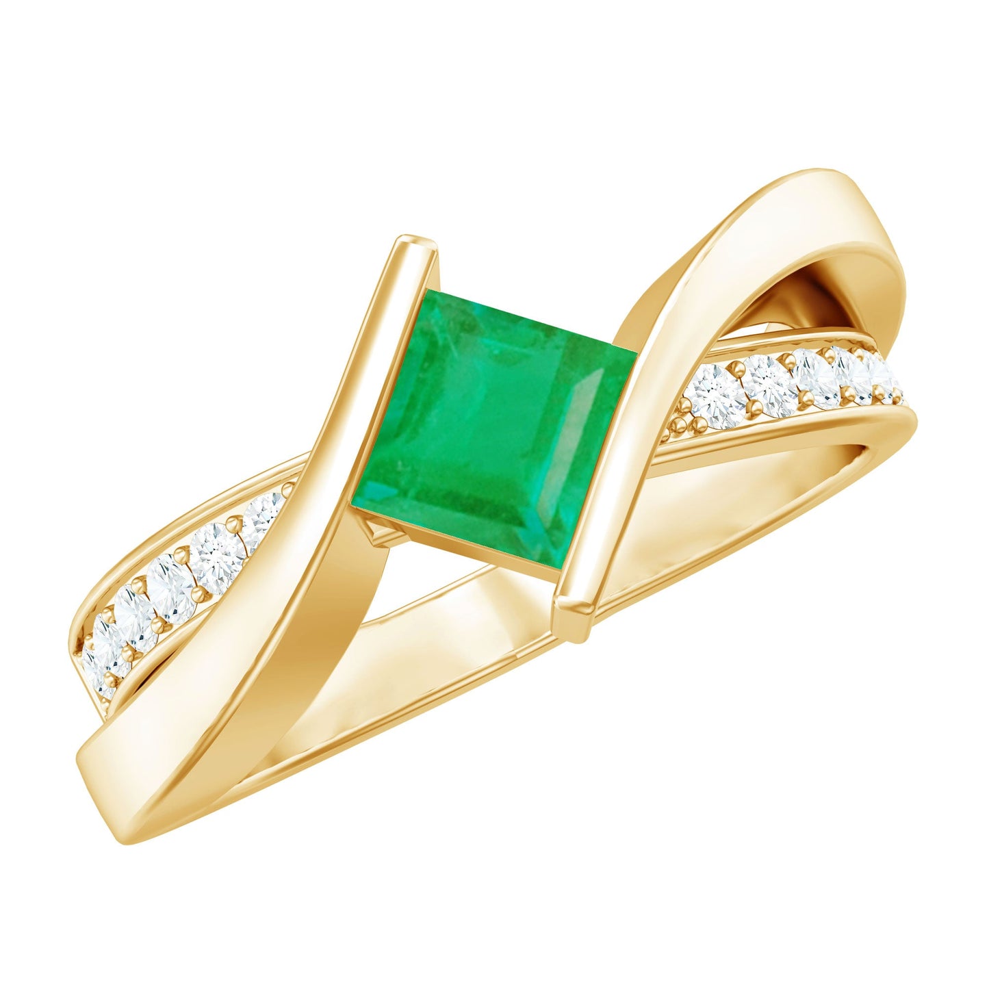 Certified Princess Cut Lab Grown Emerald Diamond Infinity Promise Ring