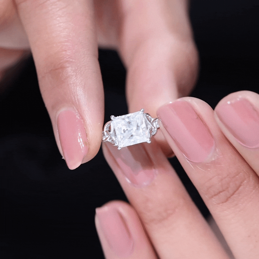 3 Carat Princess Cut Moissanite Solitaire Engagement Celtic Ring