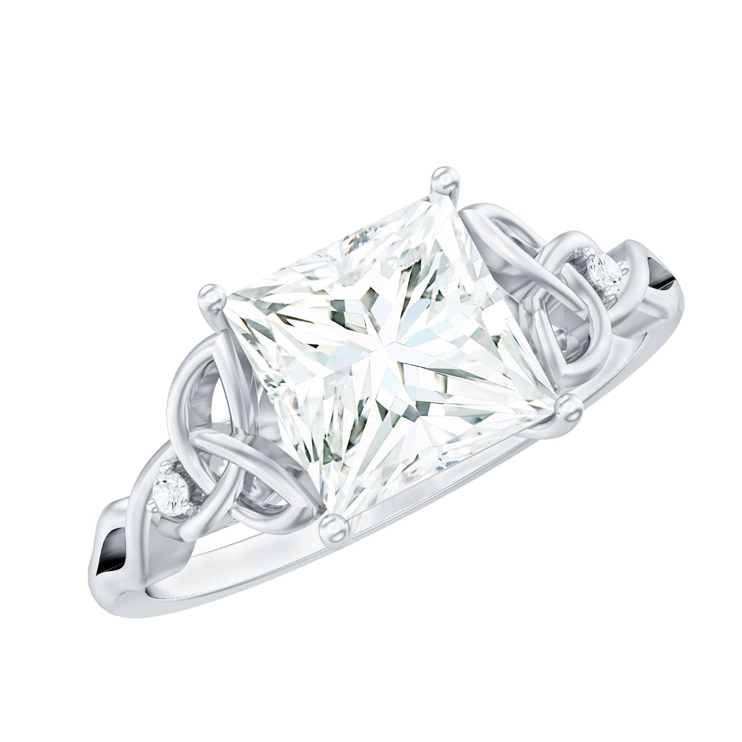 3 Carat Princess Cut Moissanite Solitaire Engagement Celtic Ring