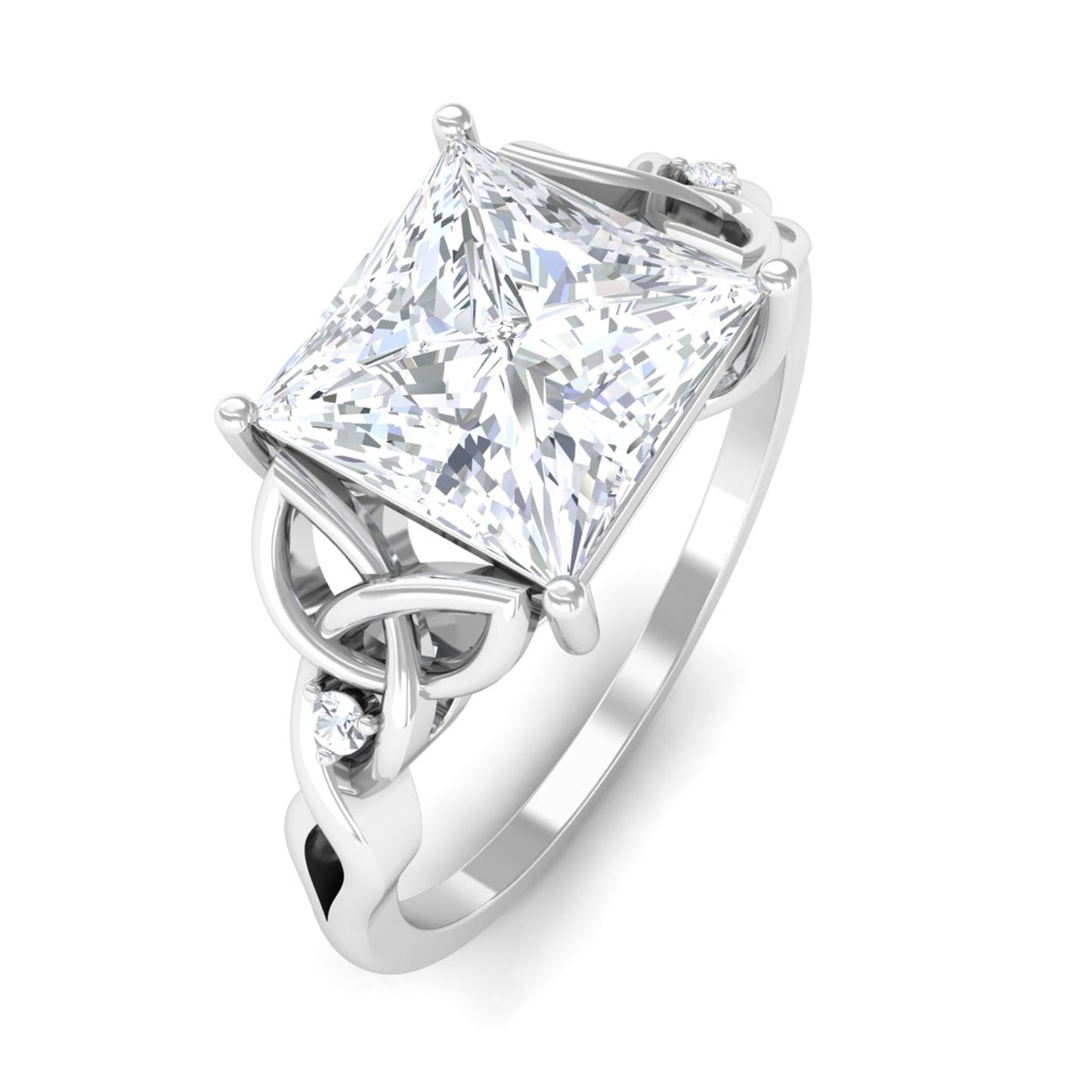 3 Carat Princess Cut Moissanite Solitaire Engagement Celtic Ring
