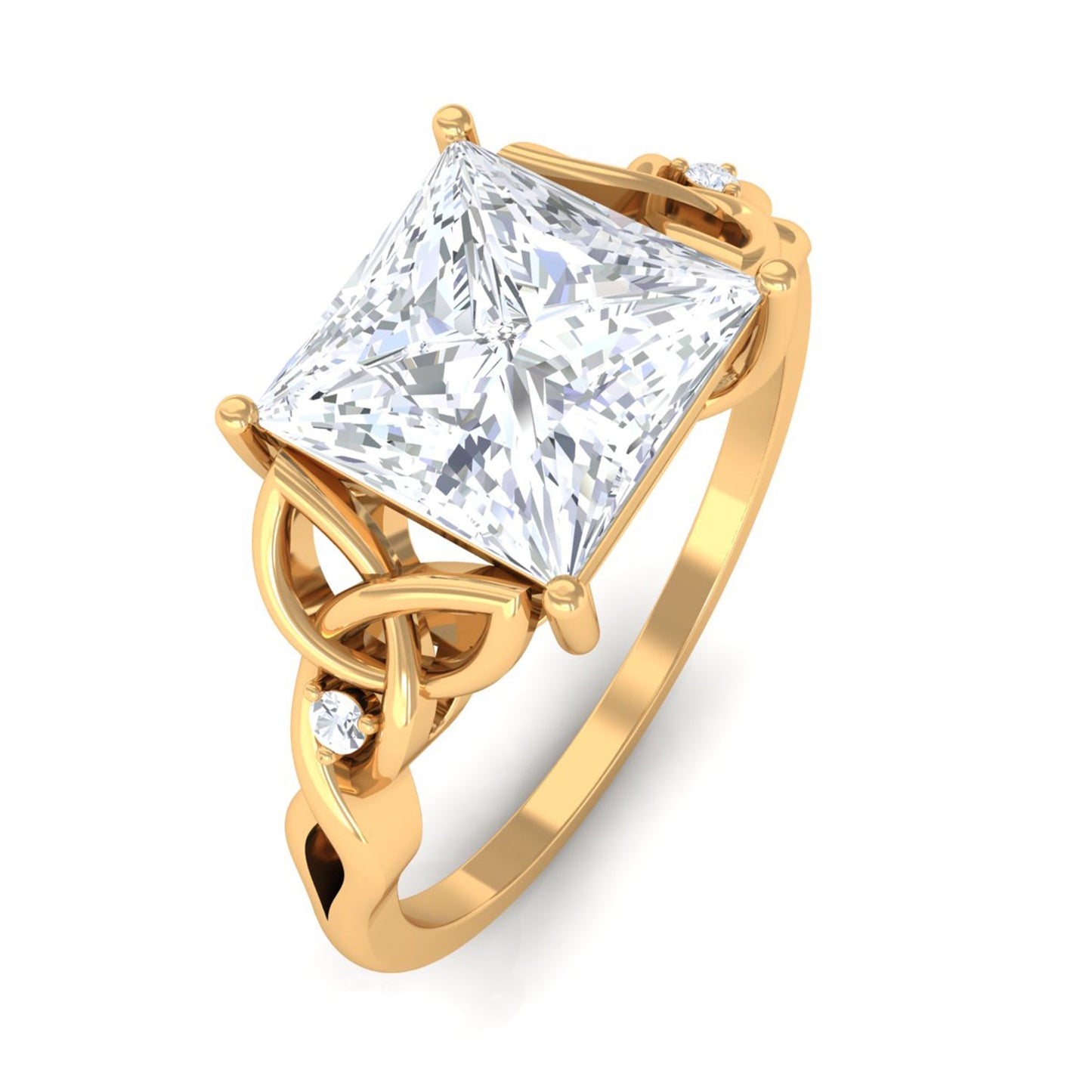 3 Carat Princess Cut Moissanite Solitaire Engagement Celtic Ring
