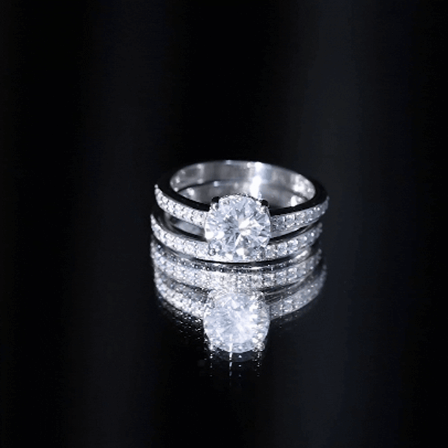 Certified 2 Carat Moissanite Solitaire Wedding Ring Set