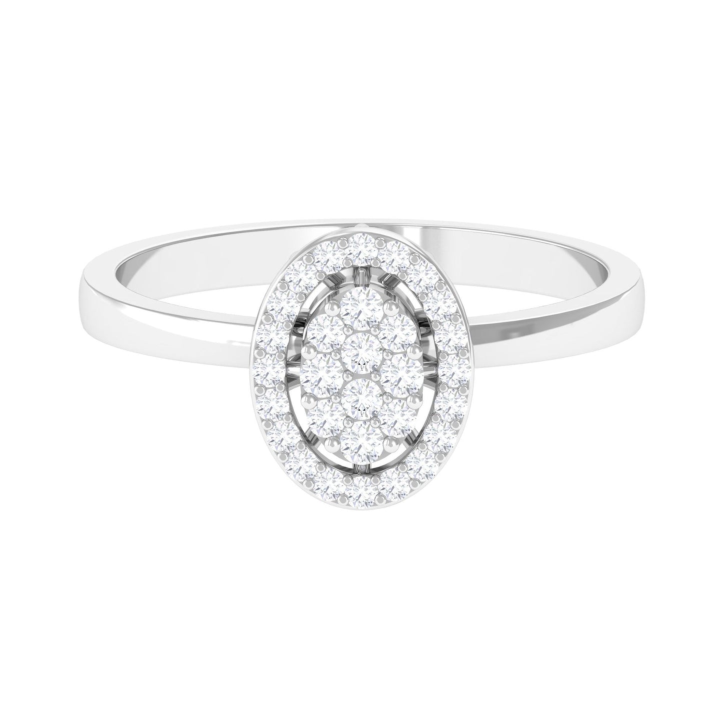 Natural Diamond Cluster Engagement Ring with Halo