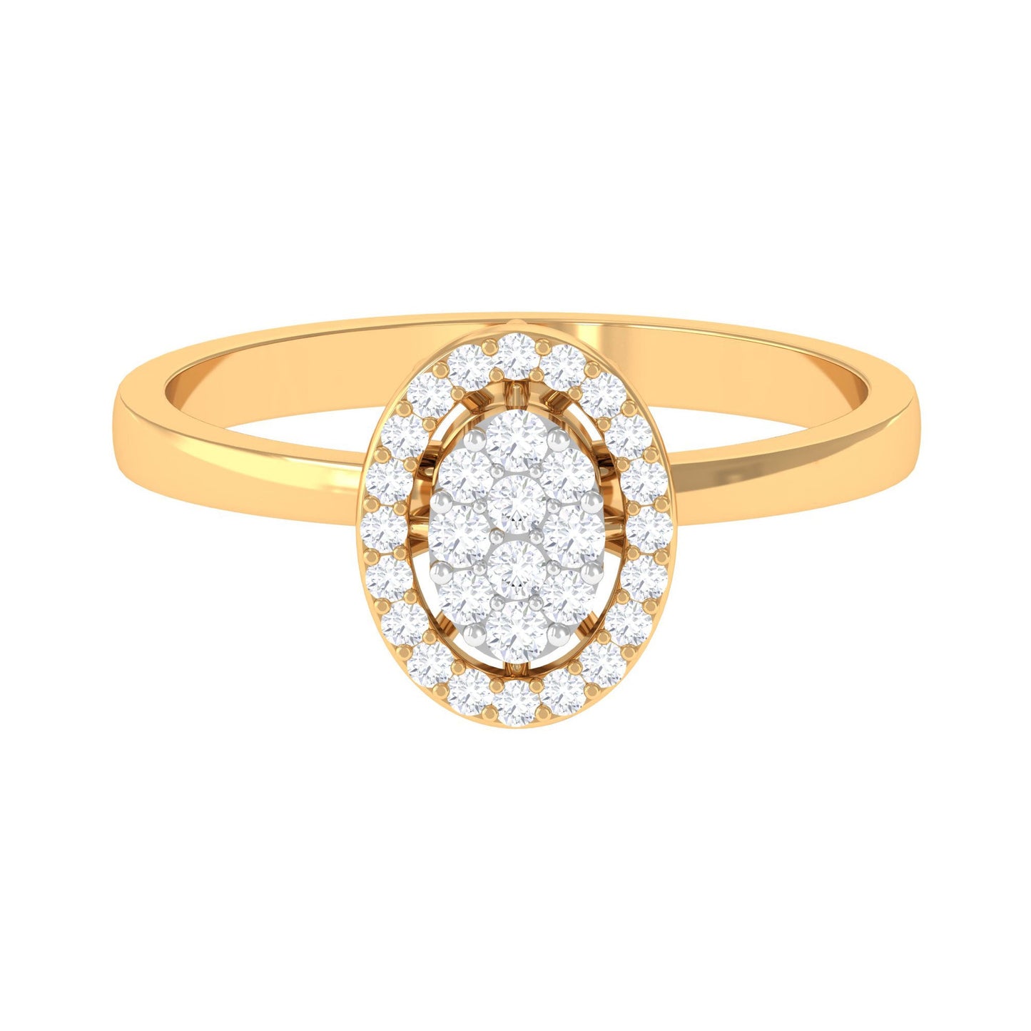 Natural Diamond Cluster Engagement Ring with Halo