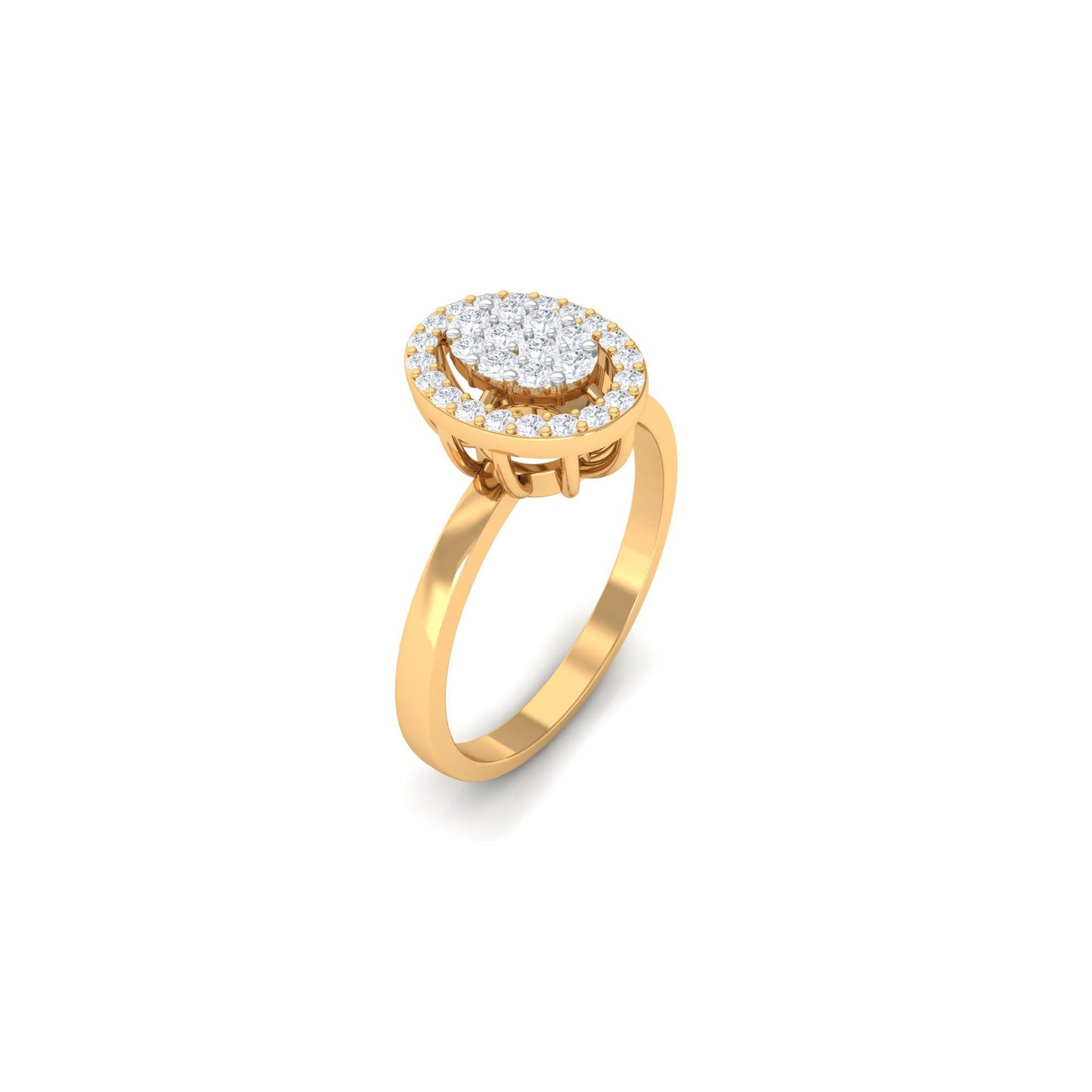 Natural Diamond Cluster Engagement Ring with Halo