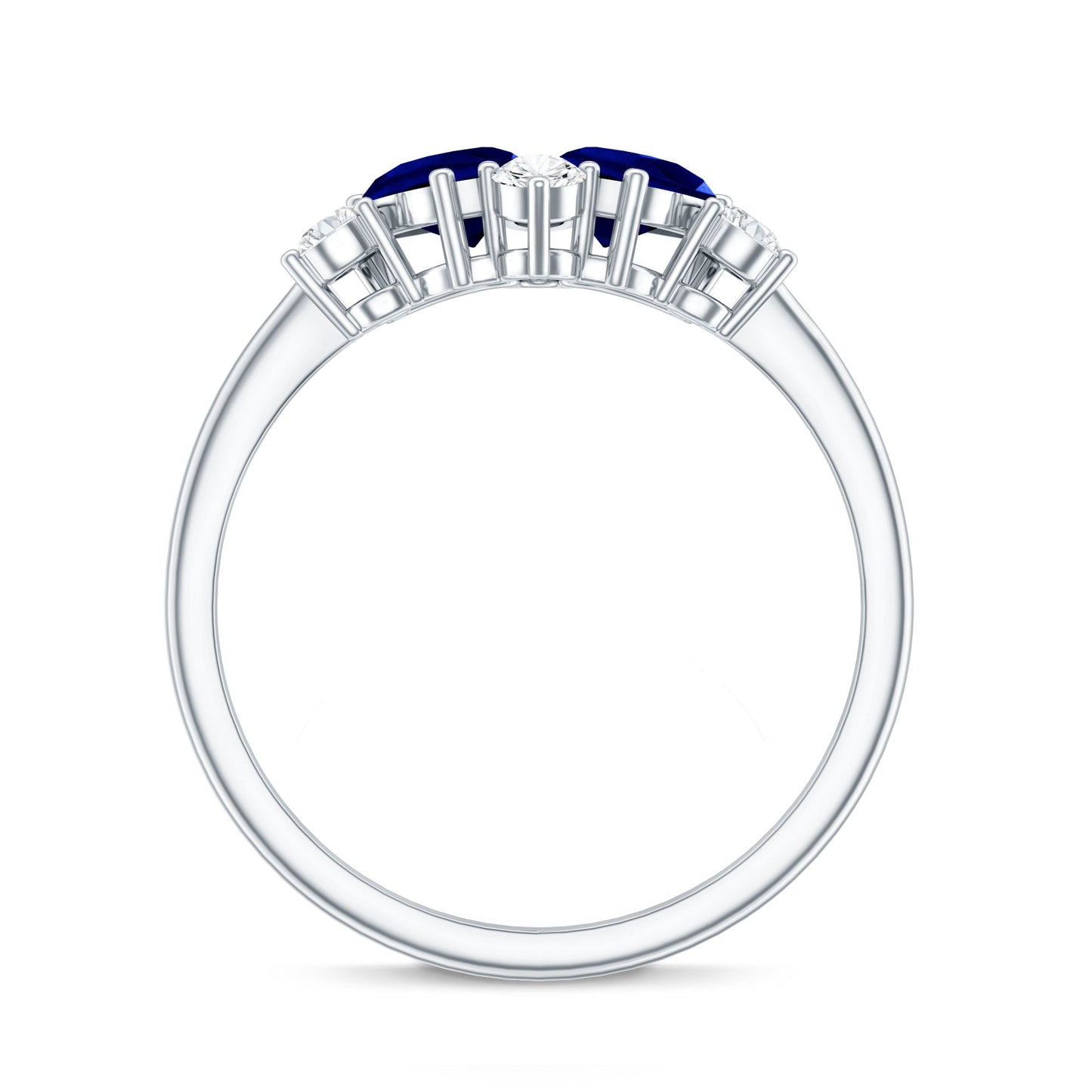 Lab Created Blue Sapphire and Diamond Cluster Ring